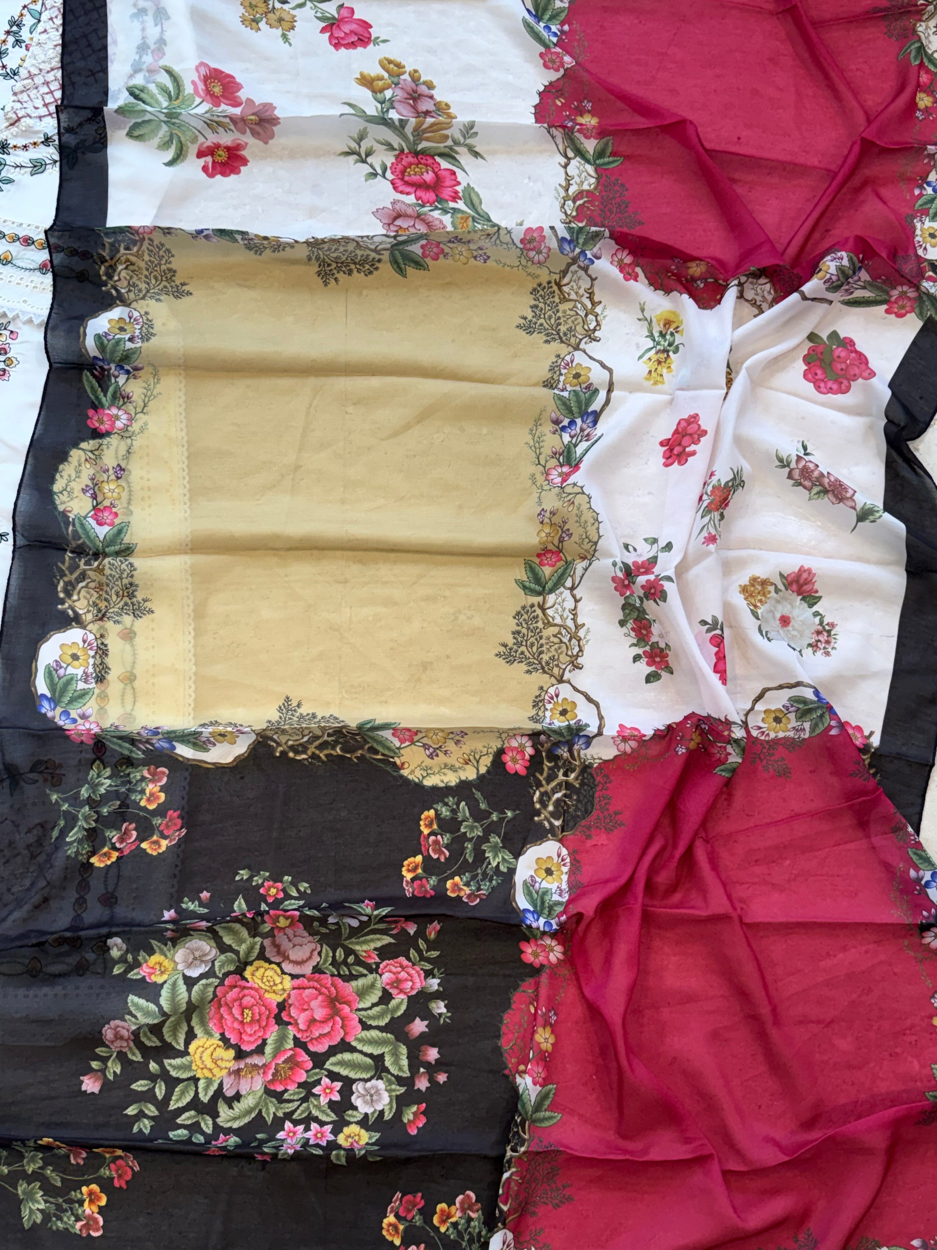 WHITE JUGNU LAWN EMBROIDERY SUIT