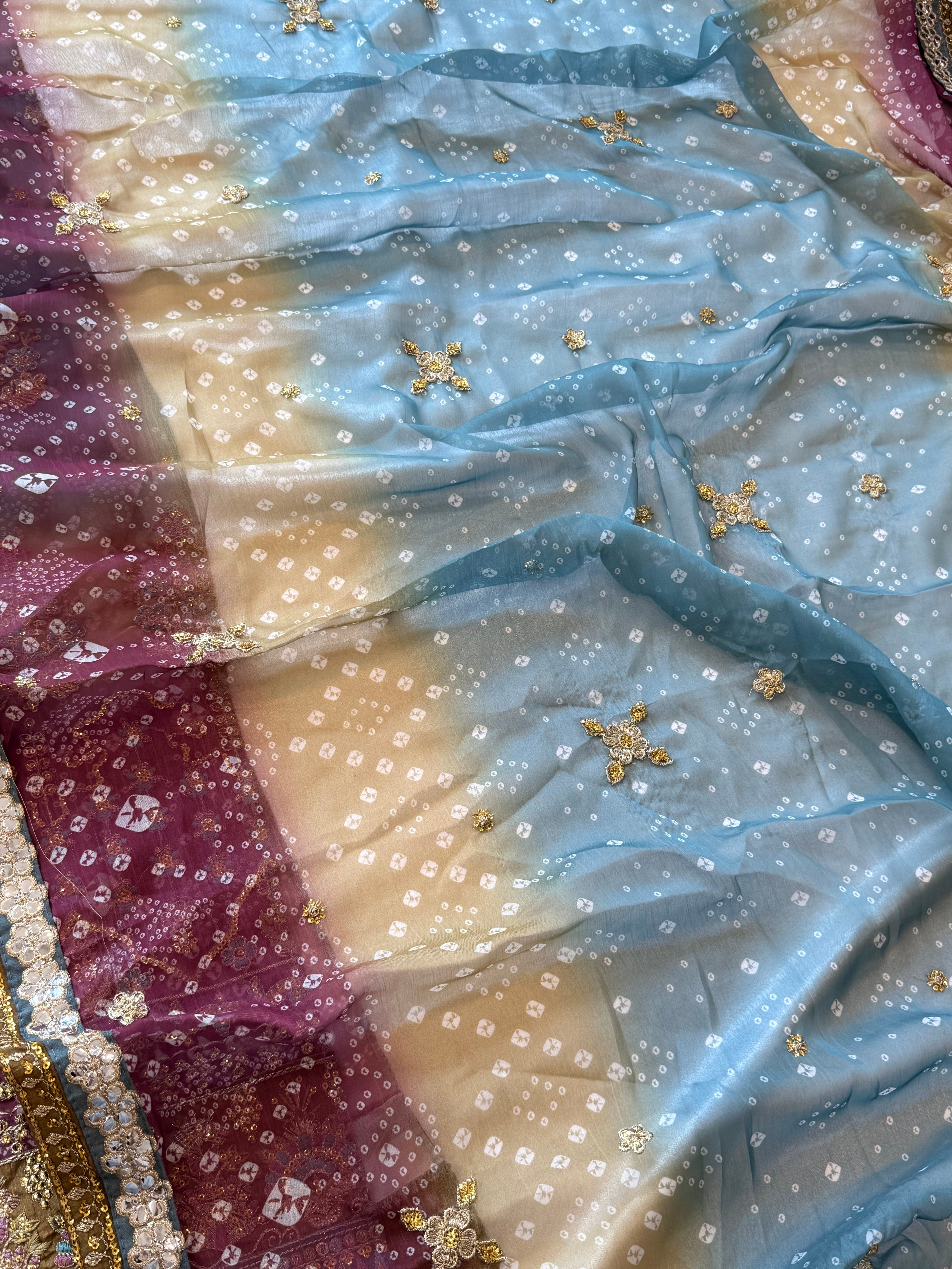 BRIDAL SHADED CHIFFON EMBROIDERED SUIT 2