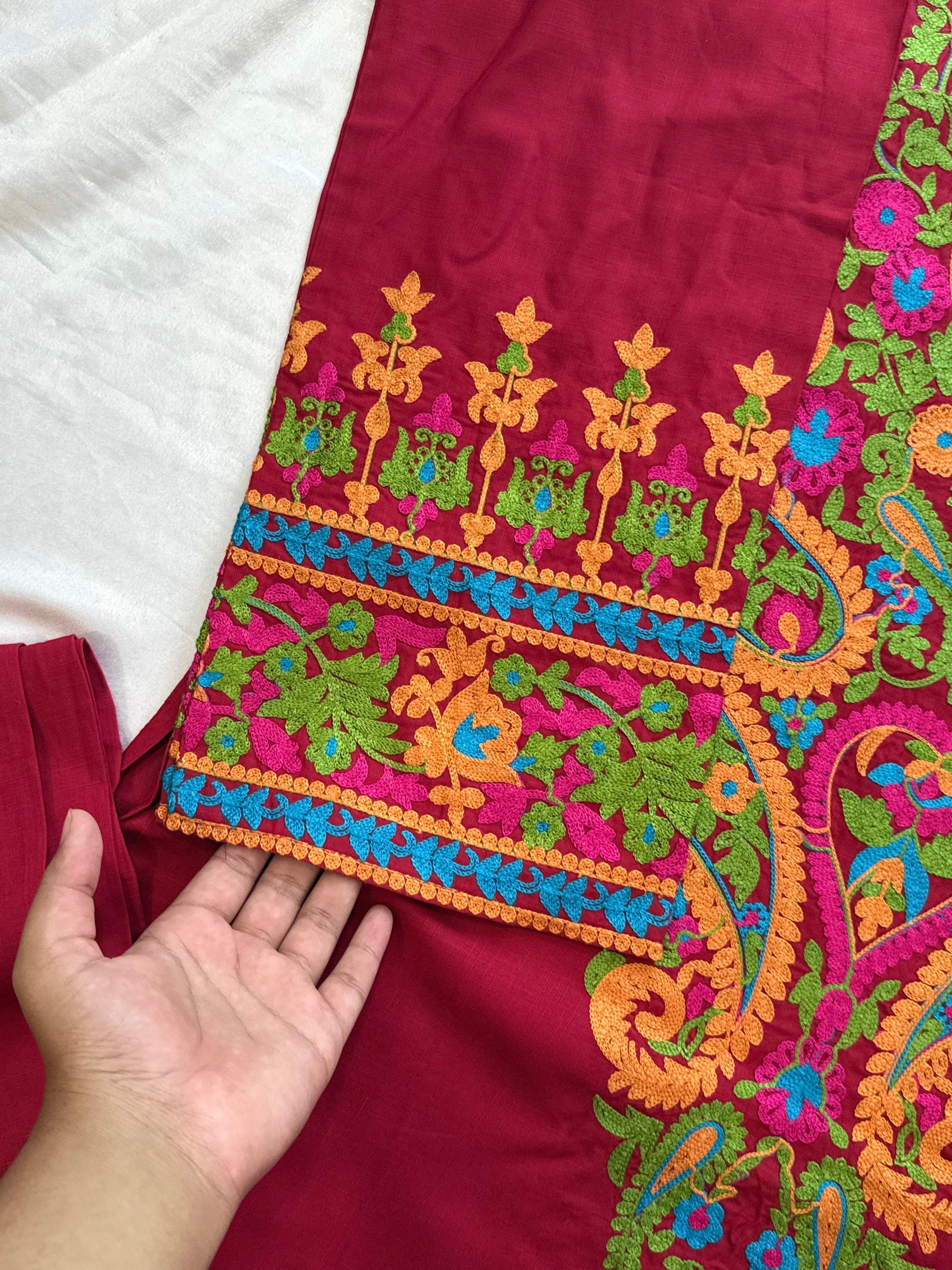 RANI PINK JUGNU LAWN EMBROIDERY SUIT