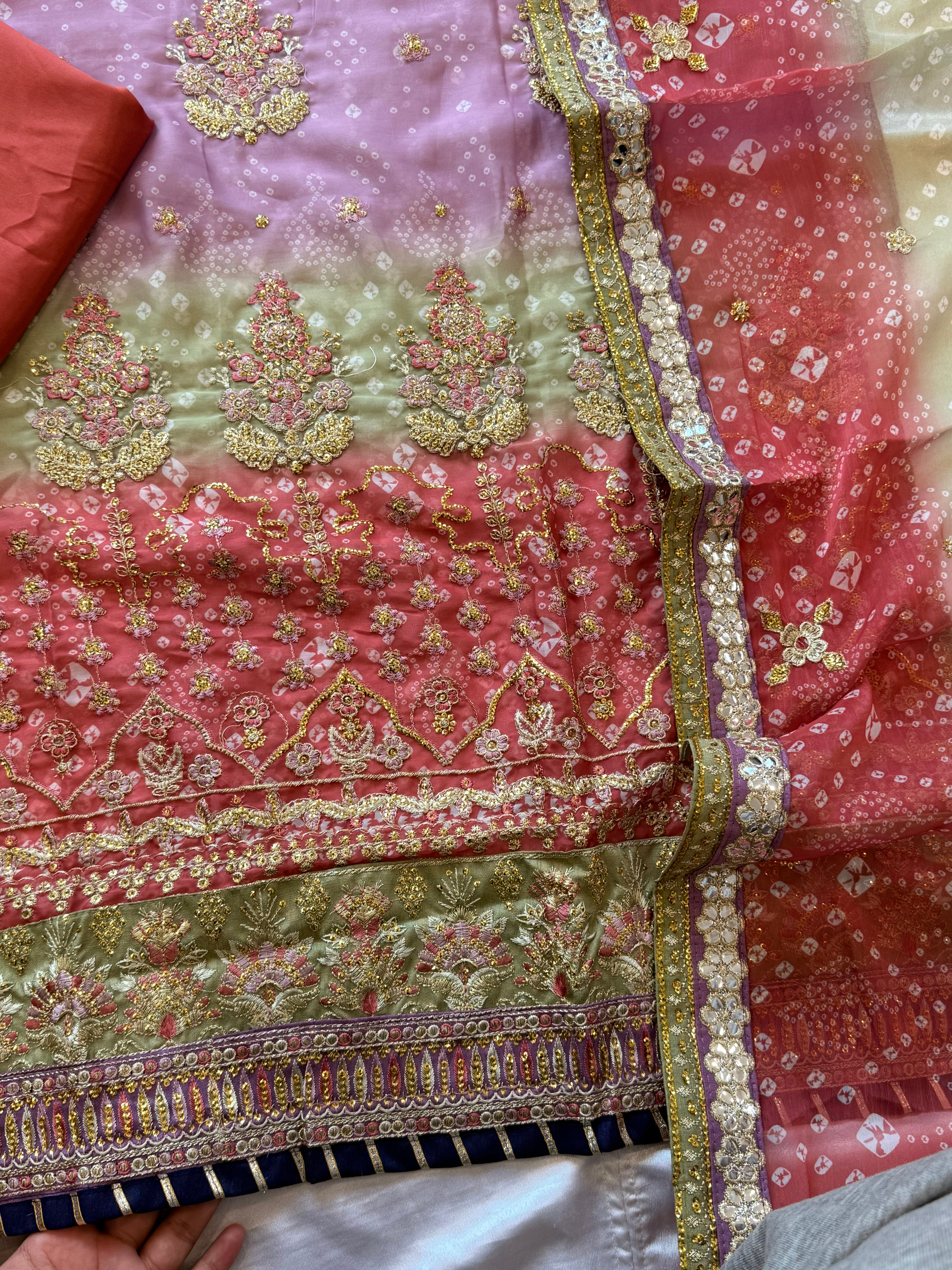 BRIDAL SHADED CHIFFON EMBROIDERED SUIT 5