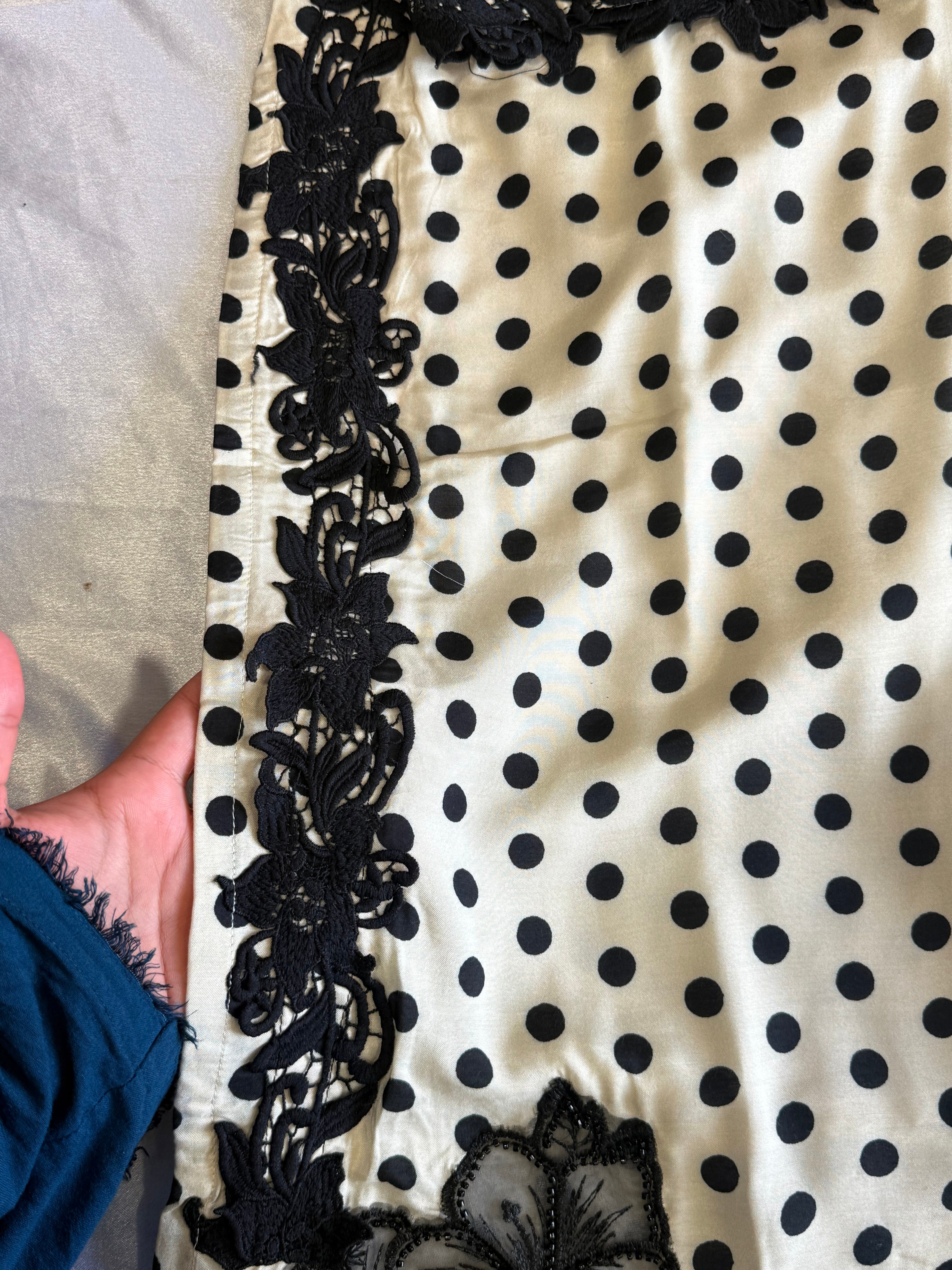 POLKA MUSLIN LONG KAFTAN SUIT Q