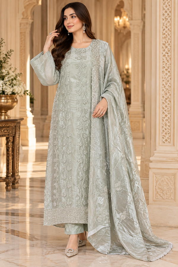 HANDWORK LONG KAFTAN SUIT 4 Q