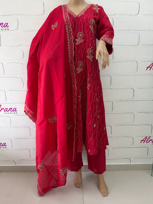 MUL CHANDERI HANDWORK SUIT 8 Q
