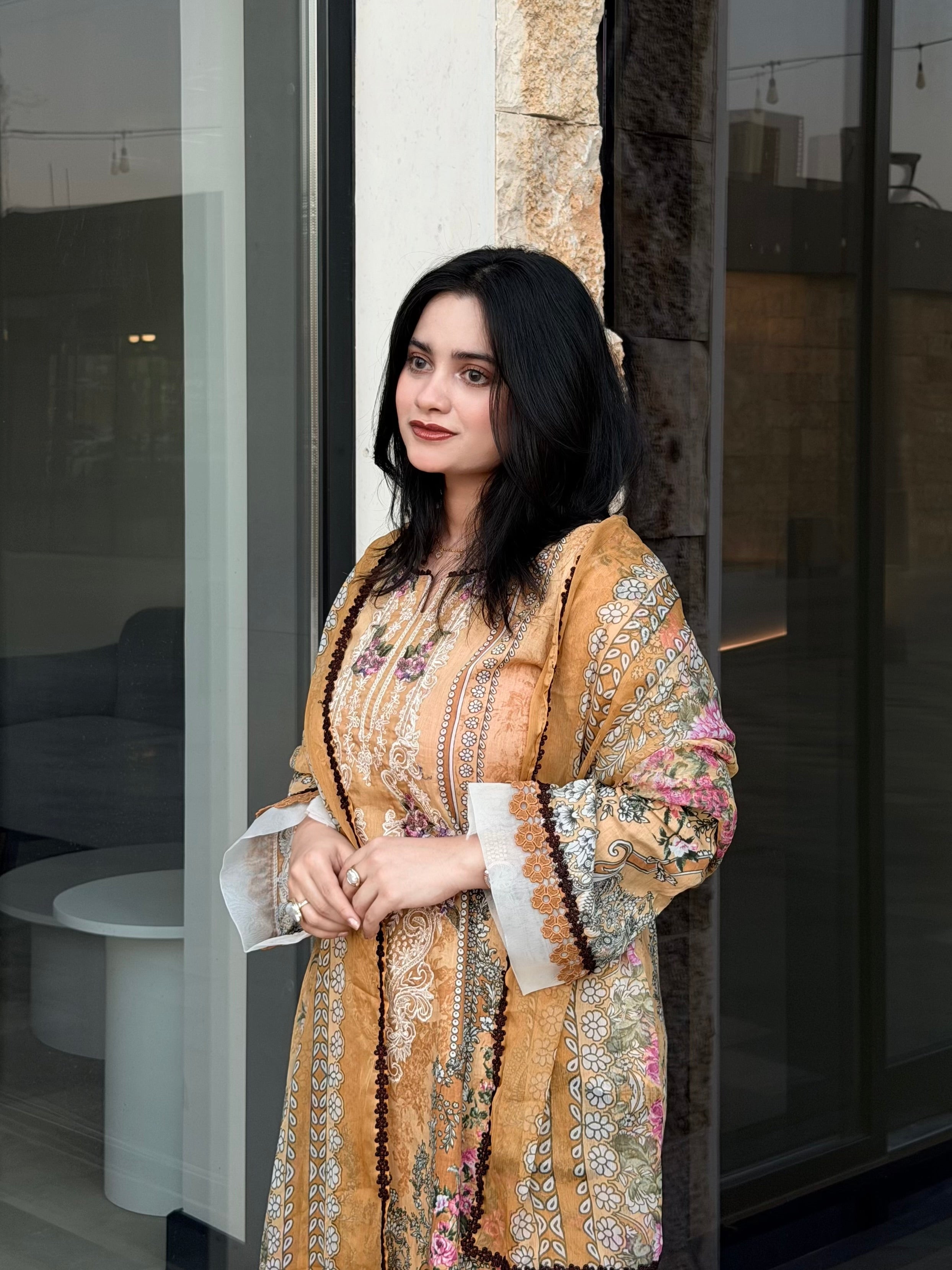 HARSHA MUSTERED PATCH READYMADE SUIT