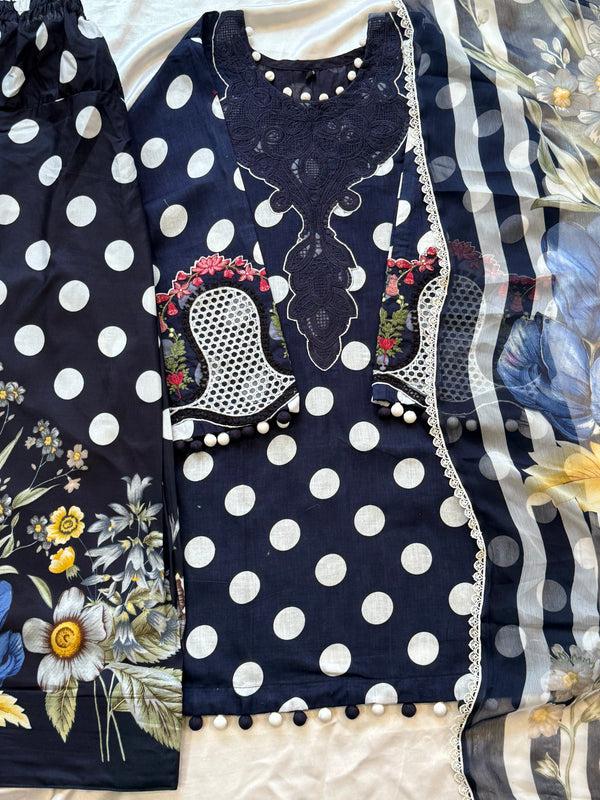 POLKA DOT PATCH FARSHI SHALWAR SUIT 4
