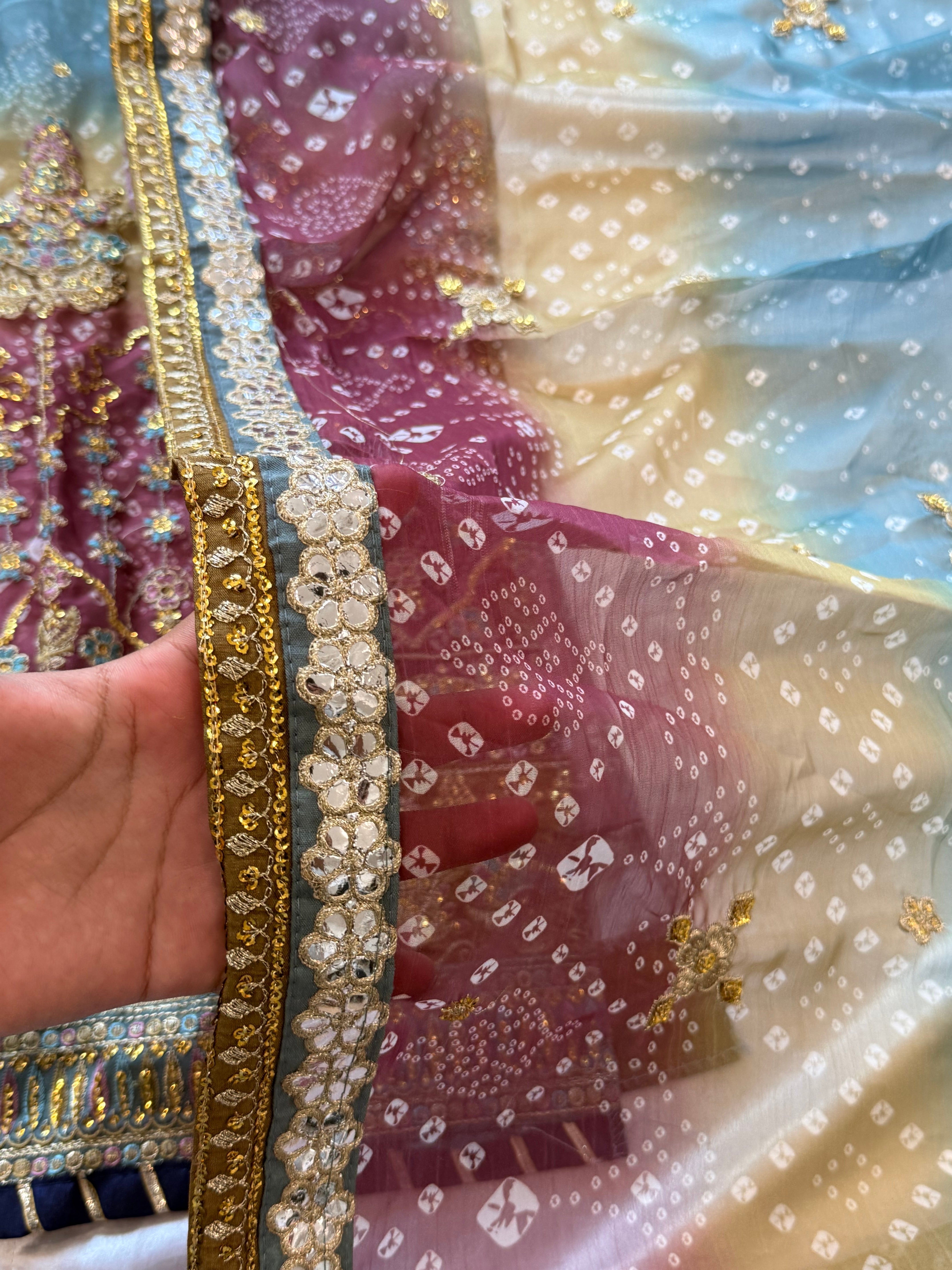 BRIDAL SHADED CHIFFON EMBROIDERED SUIT 2