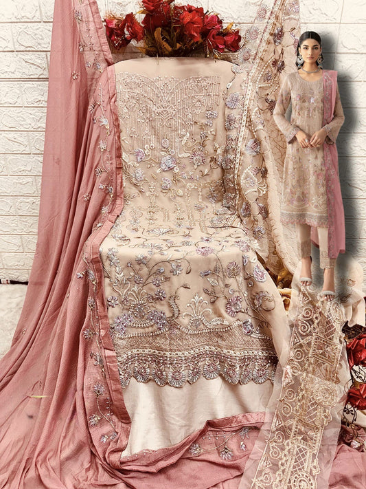 BEIGE ORGANZA EMBROIDERY SUIT 1974