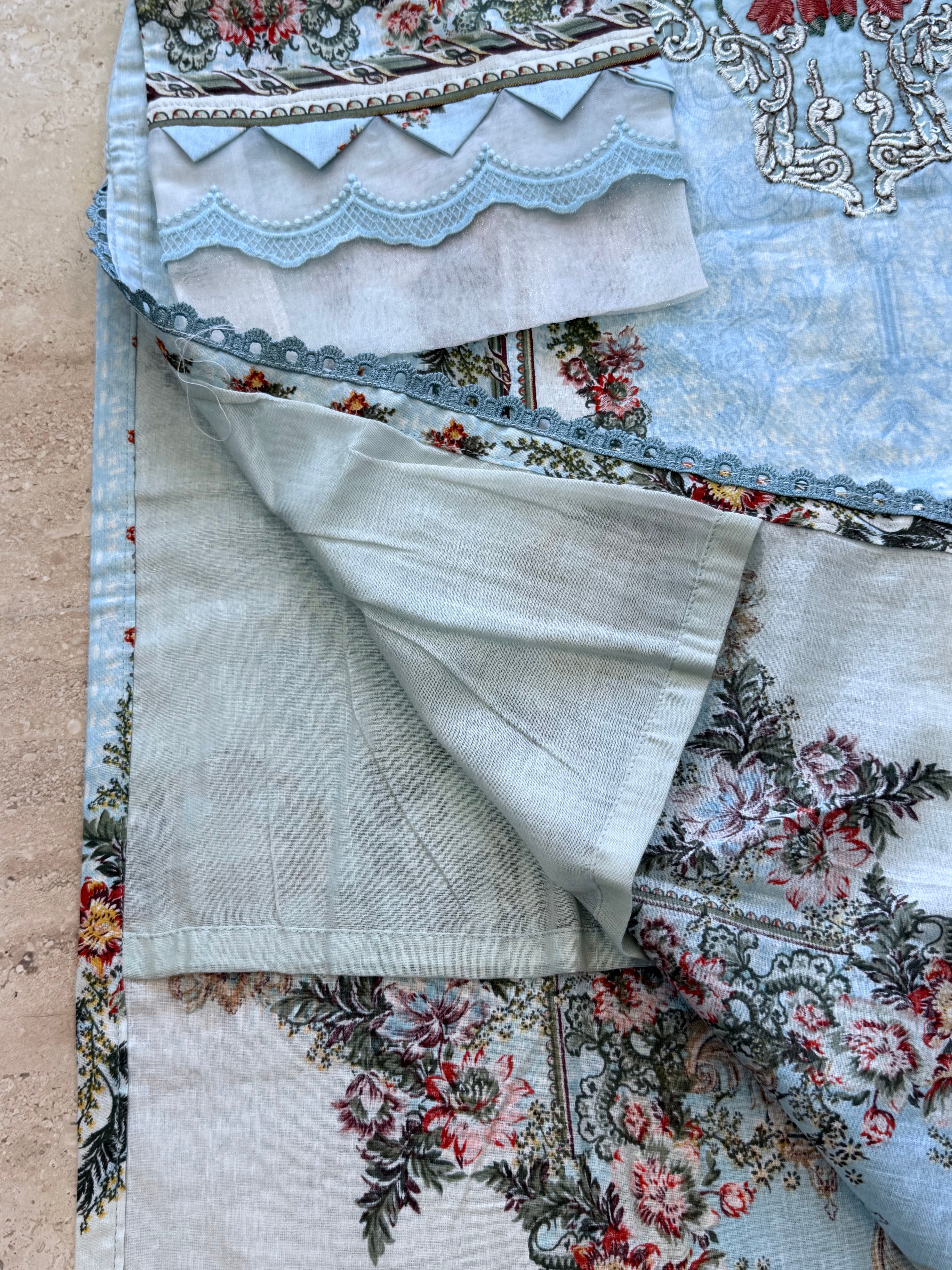 SKY BLUE PATCH READYMADE SUIT