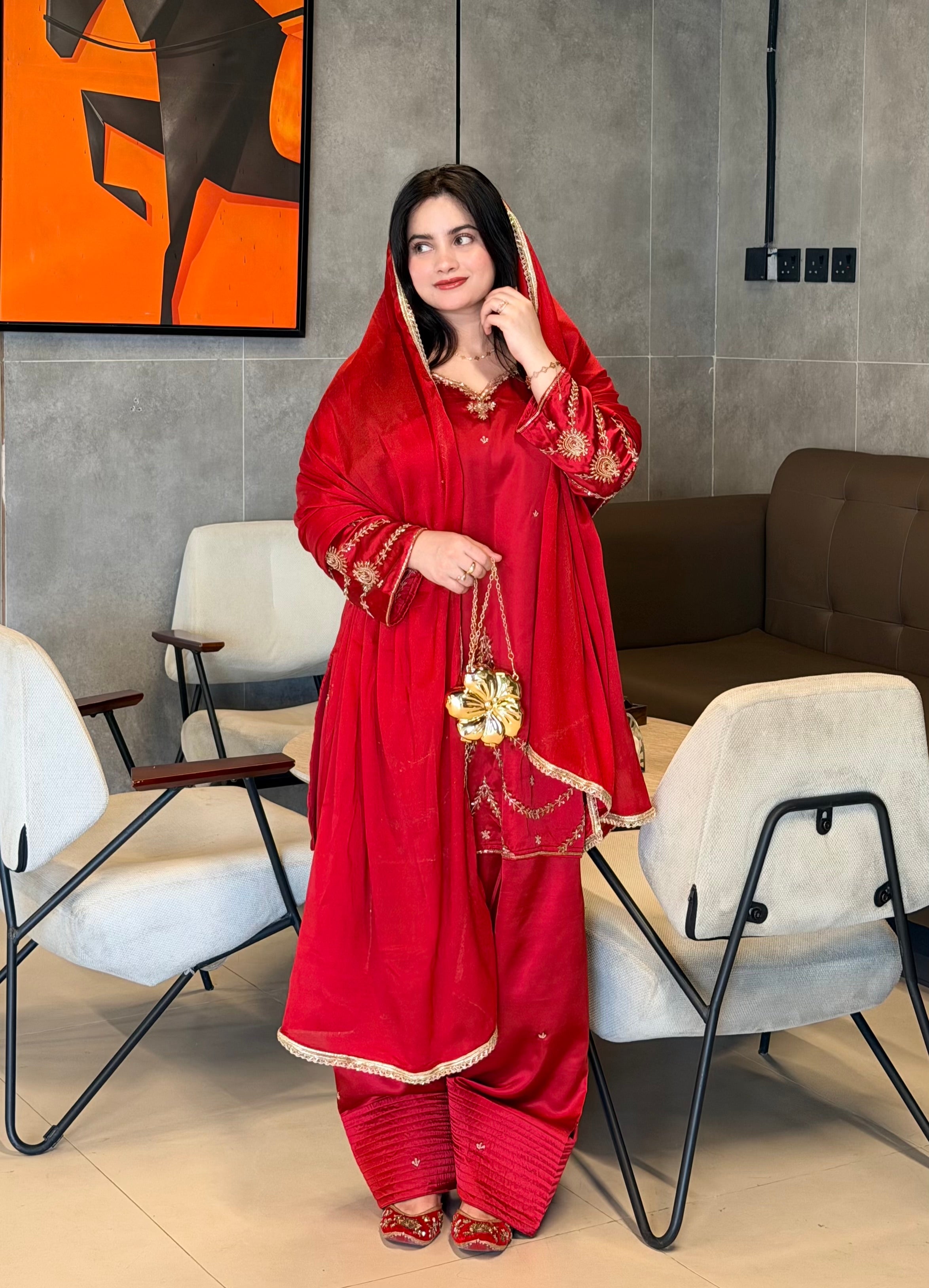 MAROON FARSHI HANDWORK SUIT