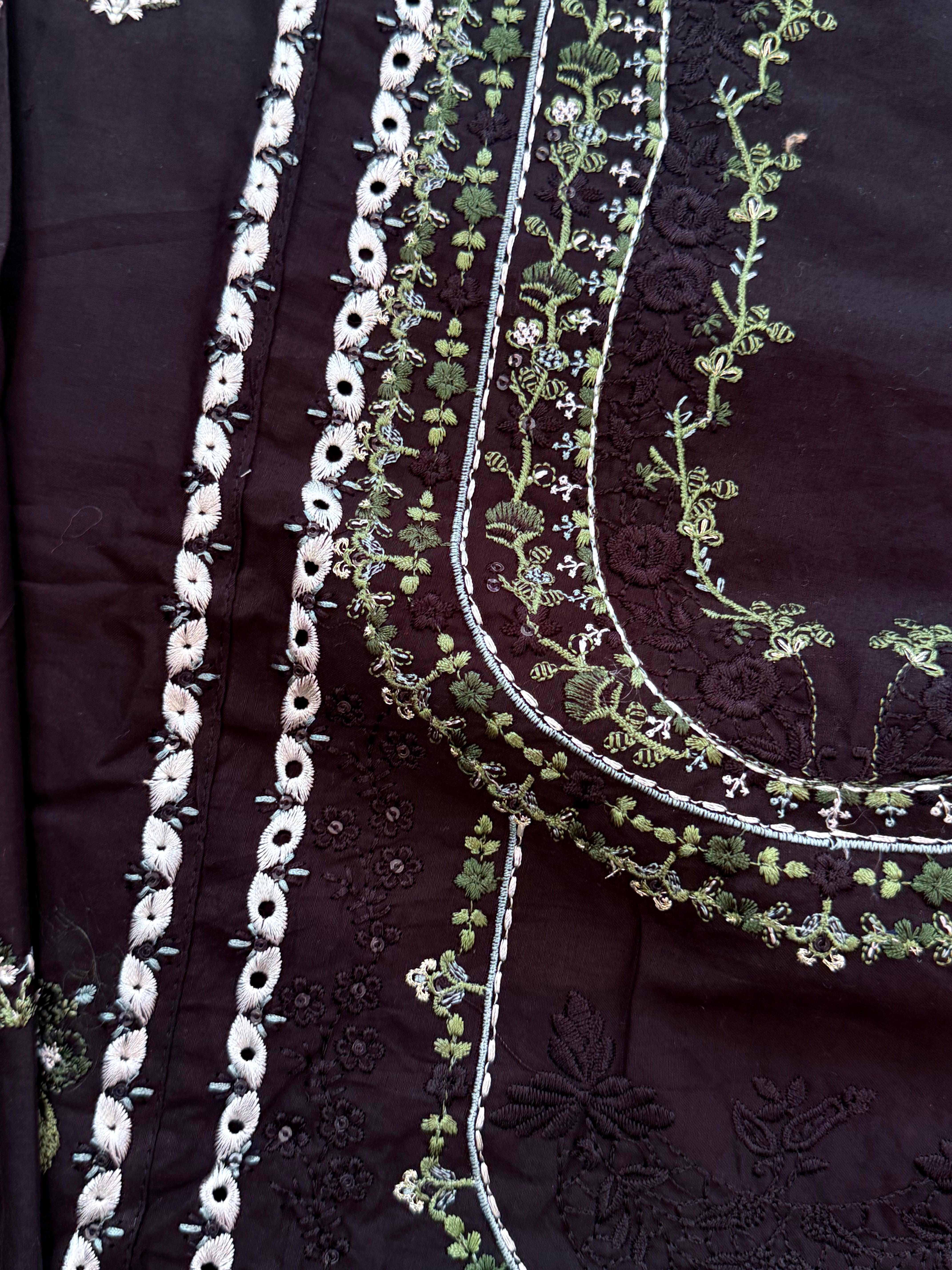 ELAF BLACK COTTON  EMBROIDERY SUIT 5