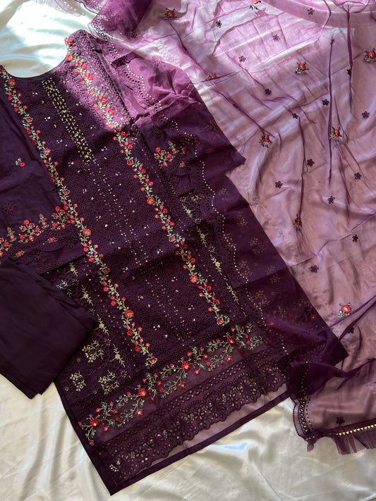 READYMADE ORGANZA EMBROIDERY SUIT 994