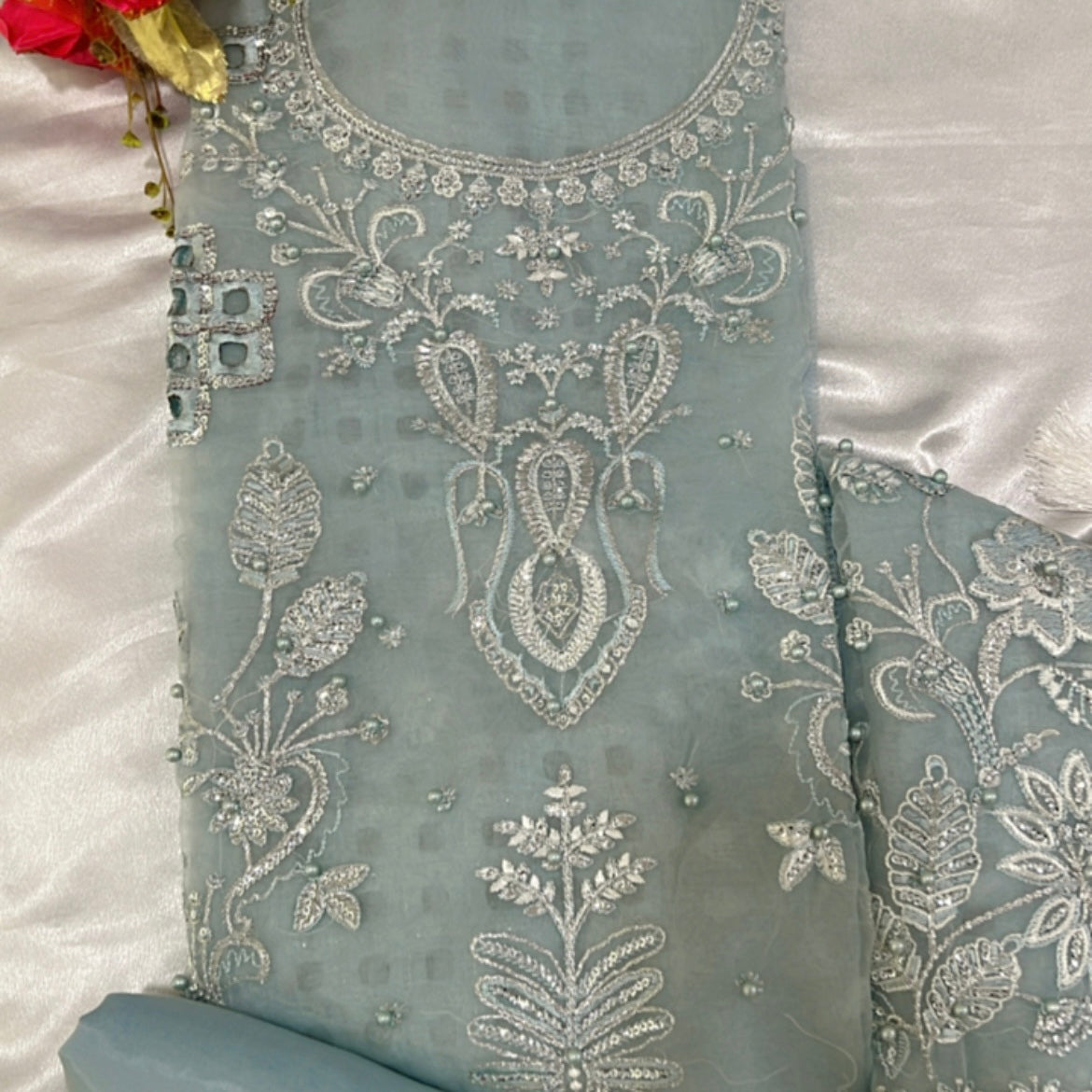 SABA SKY BLUE ORGANZA SUIT