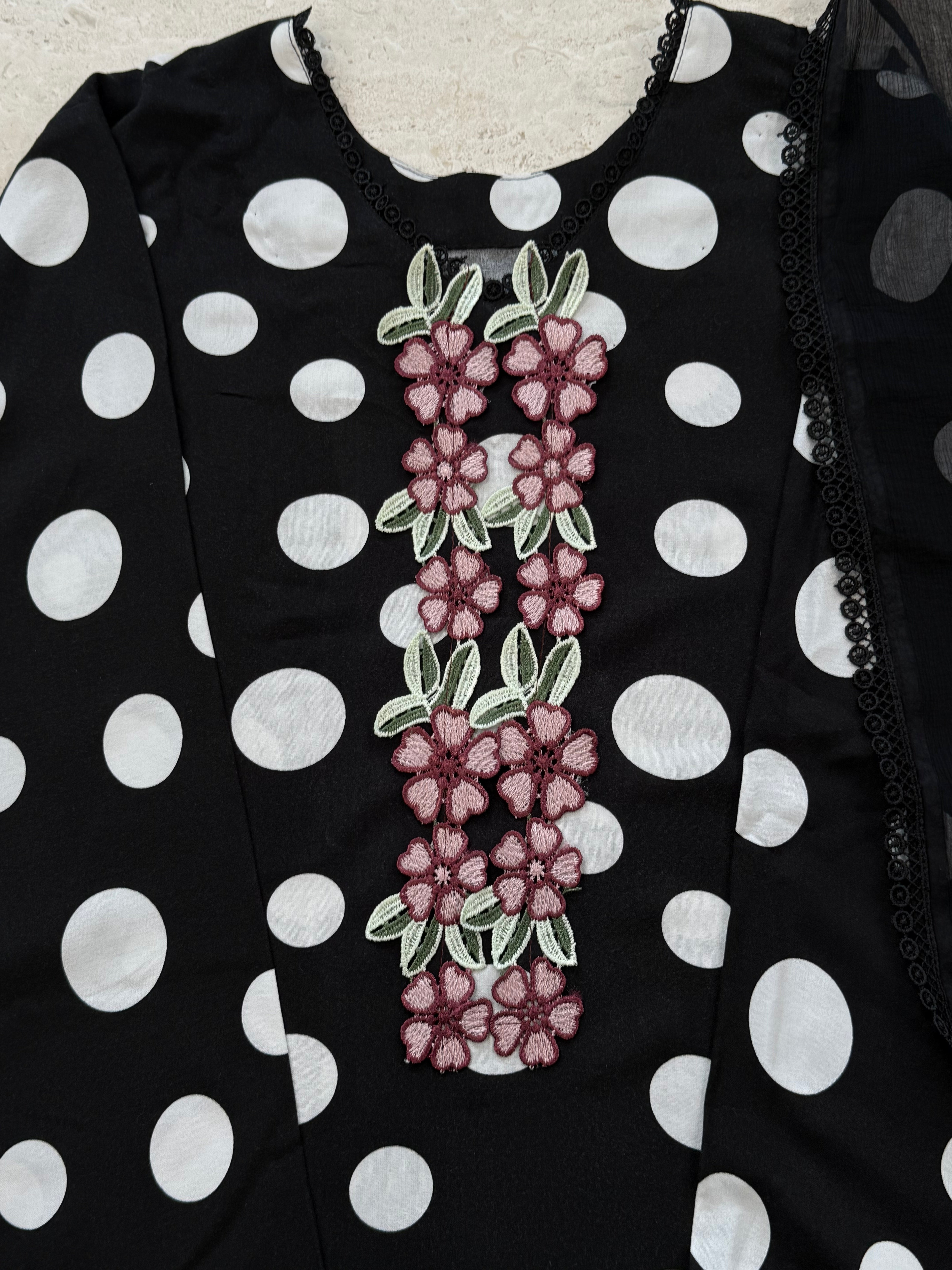 POLKA RAYON LONG KURTI SUIT