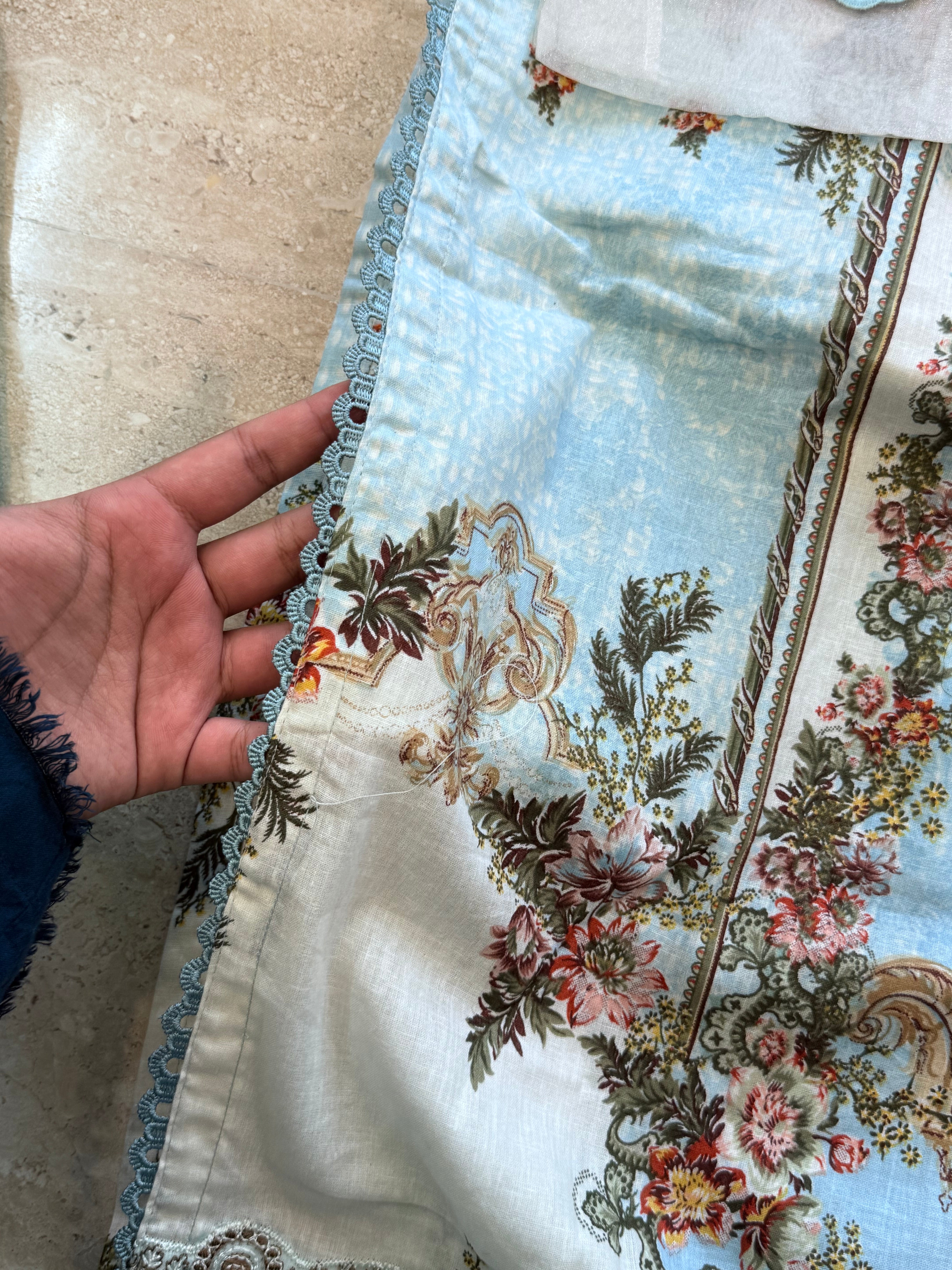 SKY BLUE PATCH READYMADE SUIT