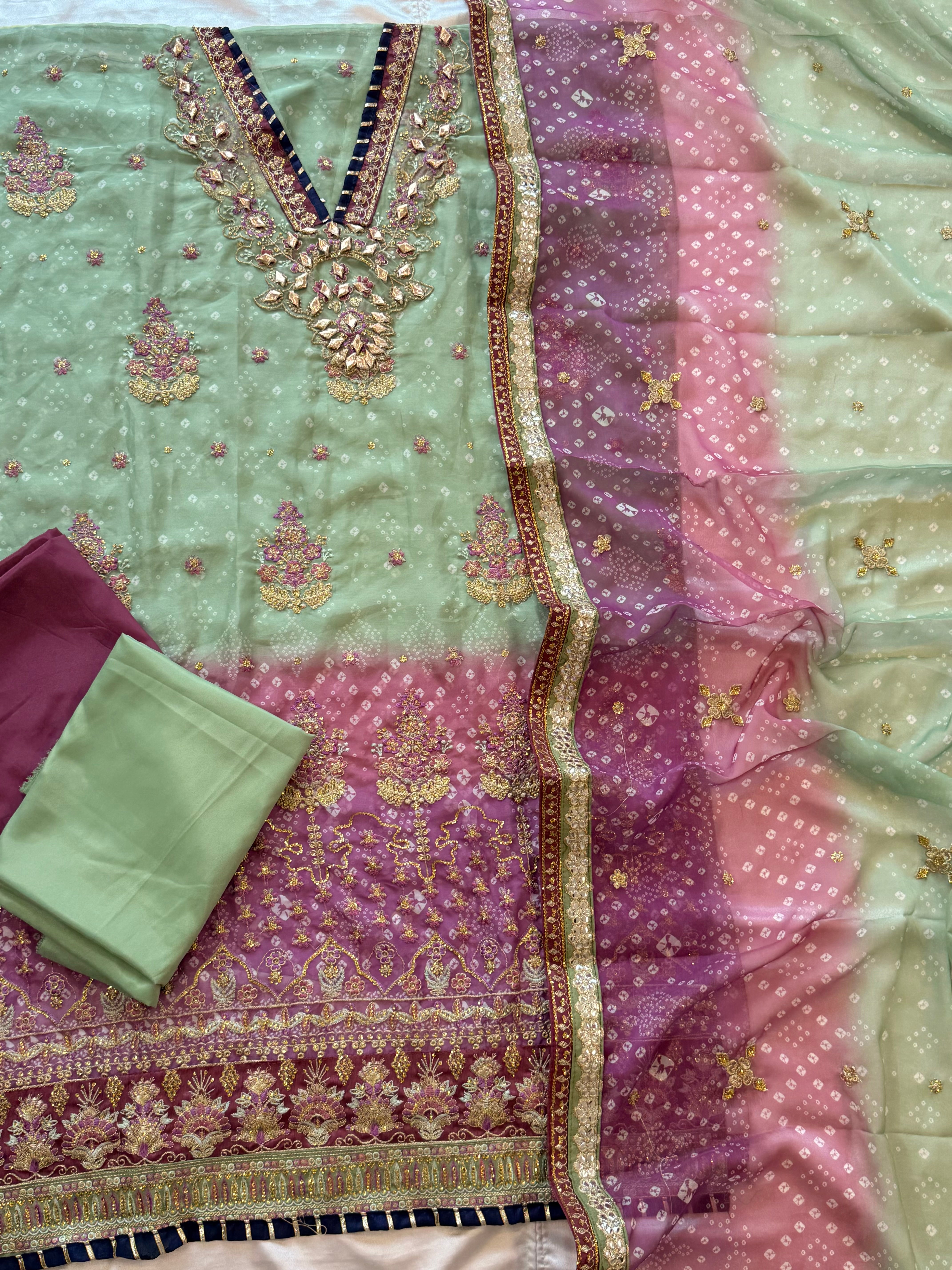 BRIDAL SHADED CHIFFON EMBROIDERED SUIT 4