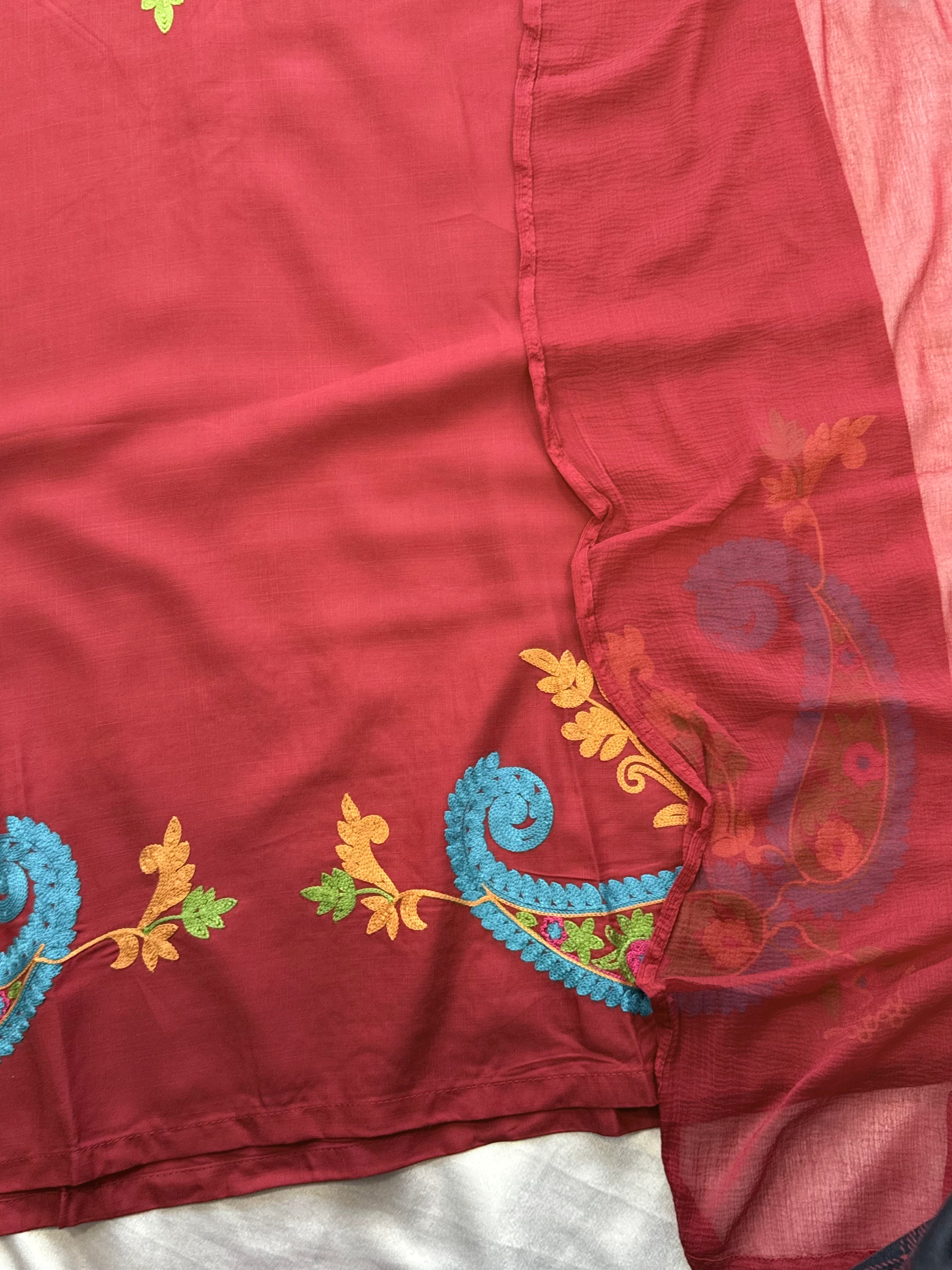 RANI PINK JUGNU LAWN EMBROIDERY SUIT