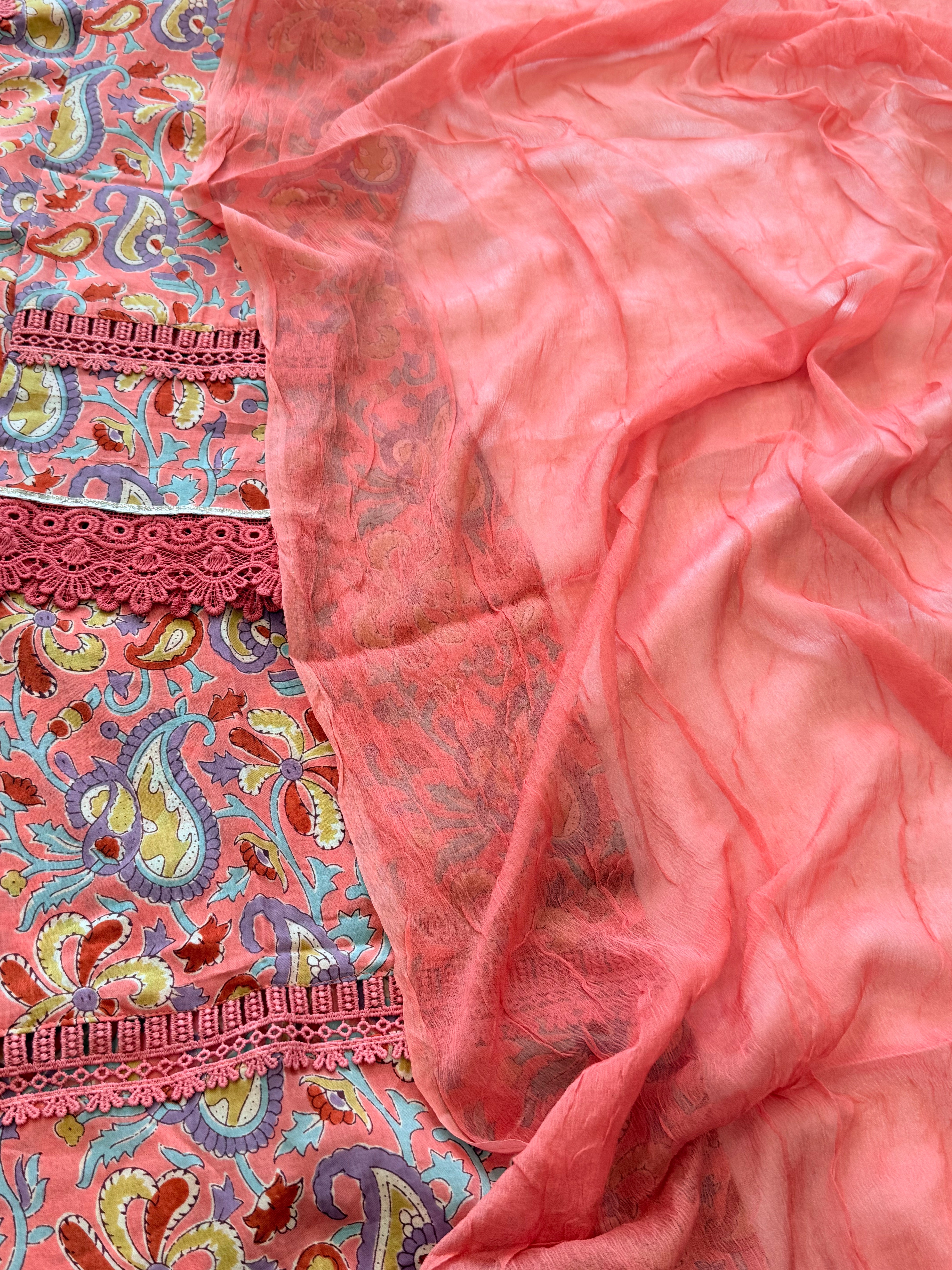 PEACH PURE COTTON SHALWAR SUIT Q