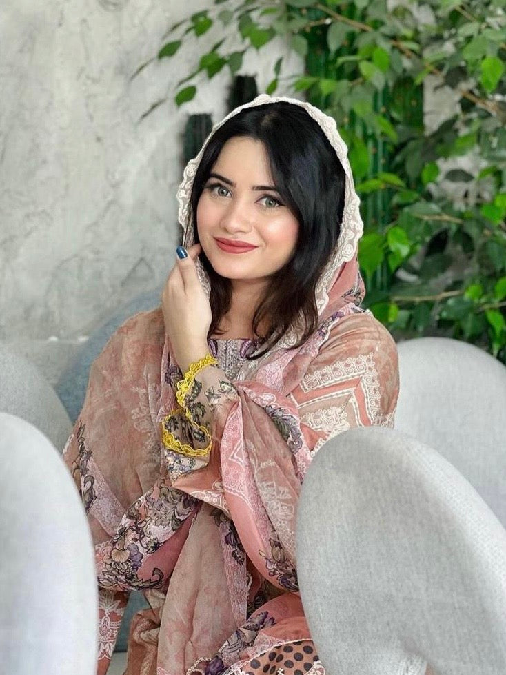 HARSHA PEACH COTTON PATCH SUIT