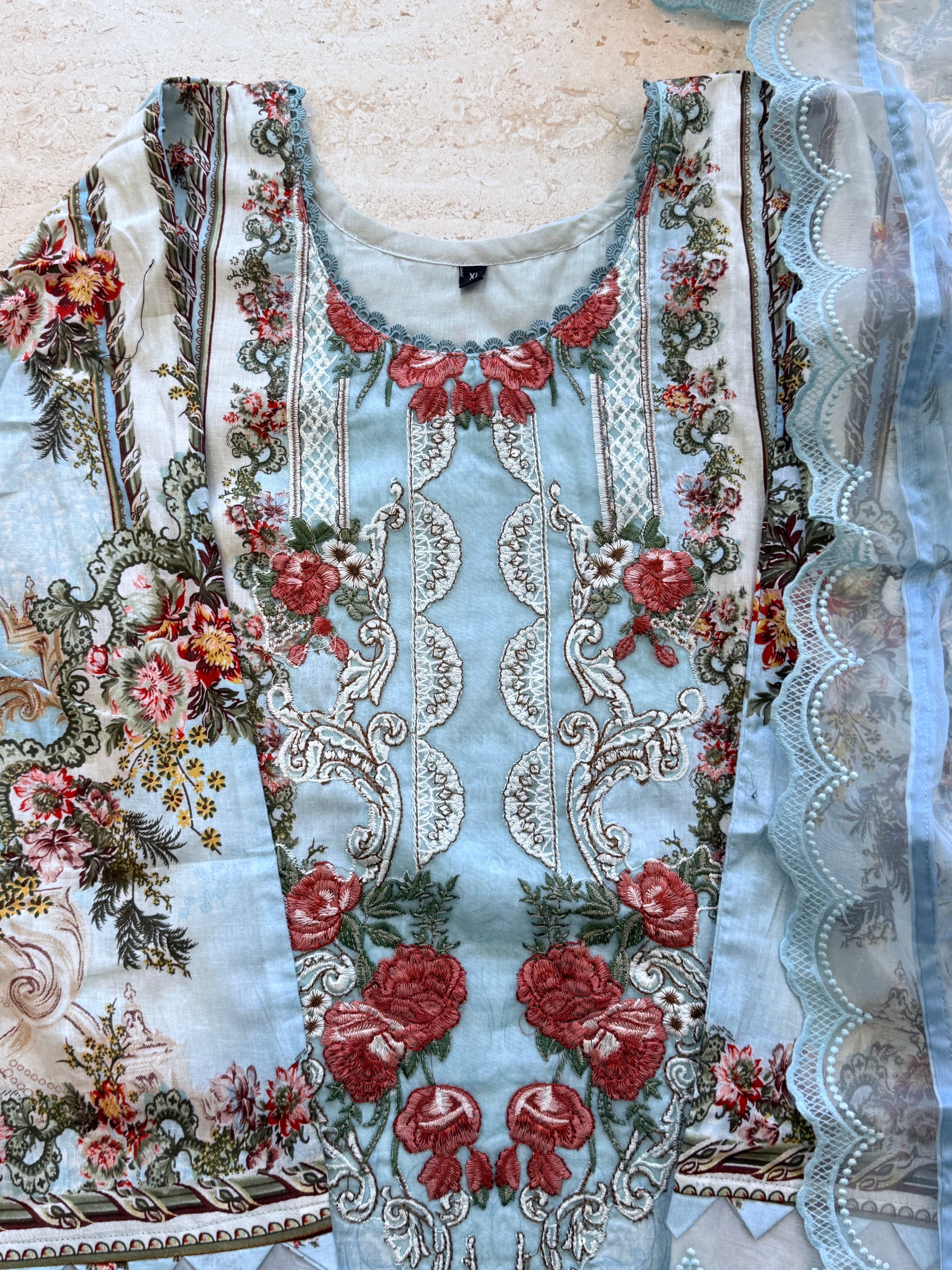 SKY BLUE PATCH READYMADE SUIT