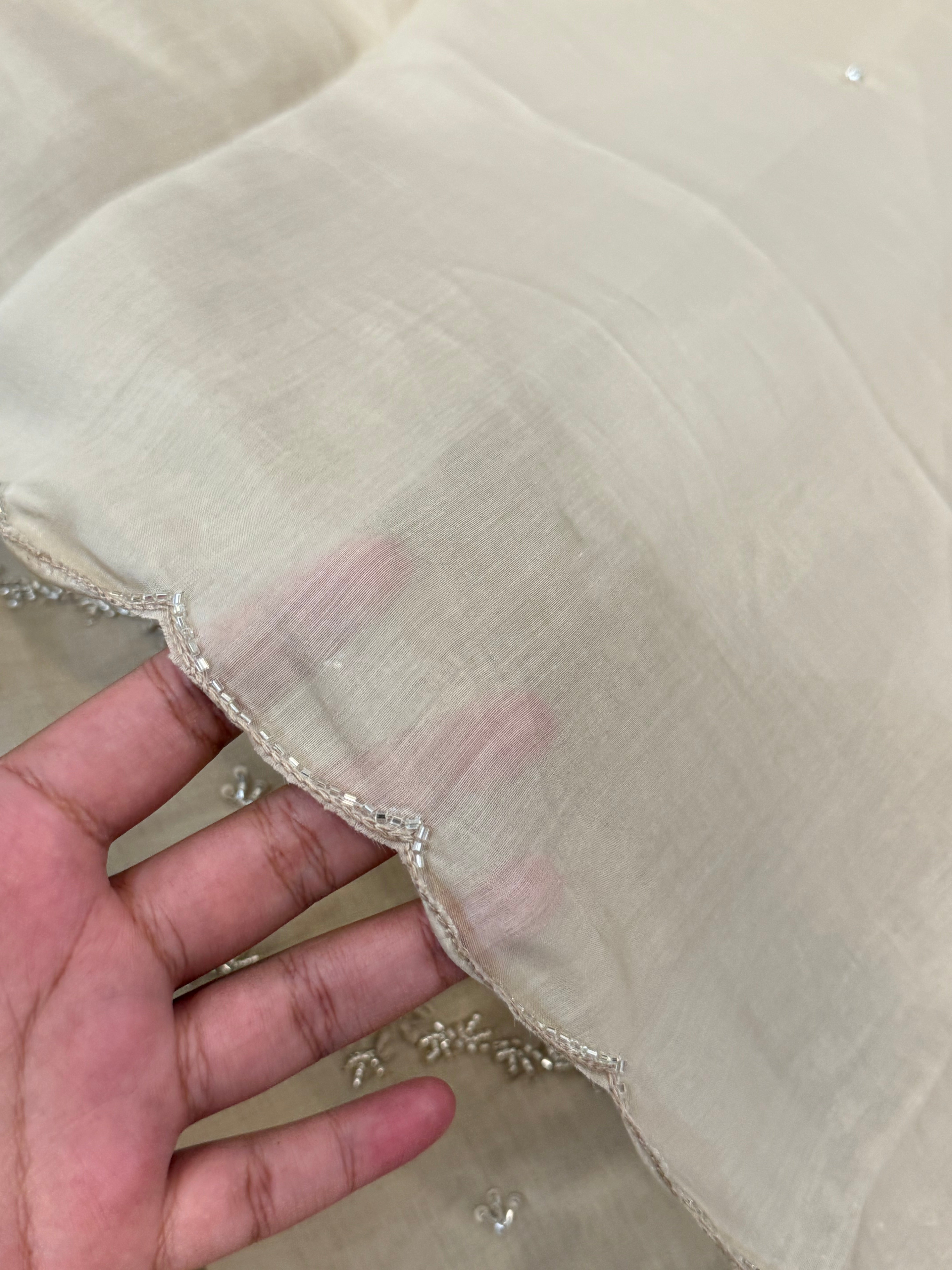 BEIG HANDWORK FROCK 7001 Q