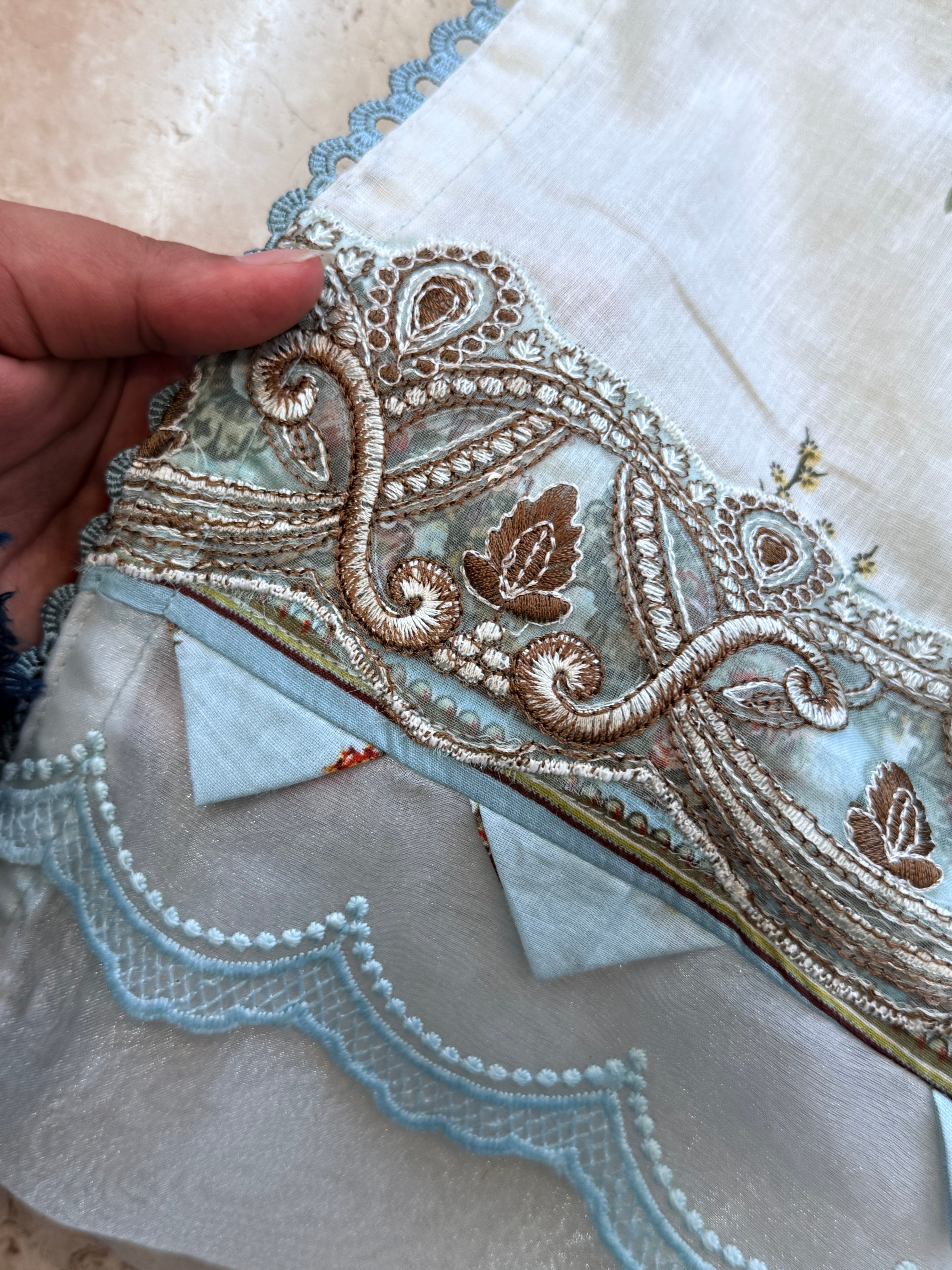 SKY BLUE PATCH READYMADE SUIT