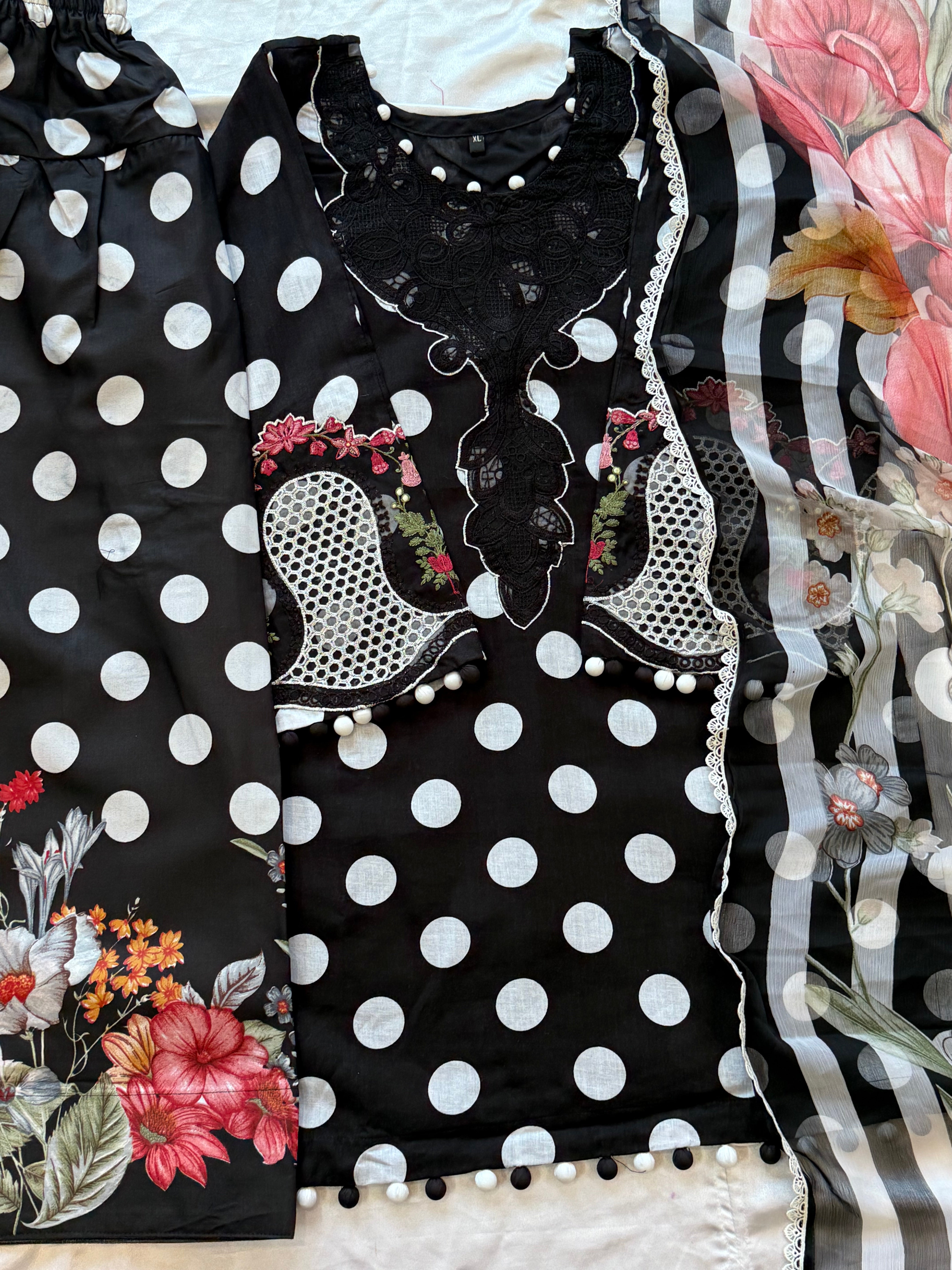 POLKA DOT PATCH FARSHI SHALWAR SUIT 2