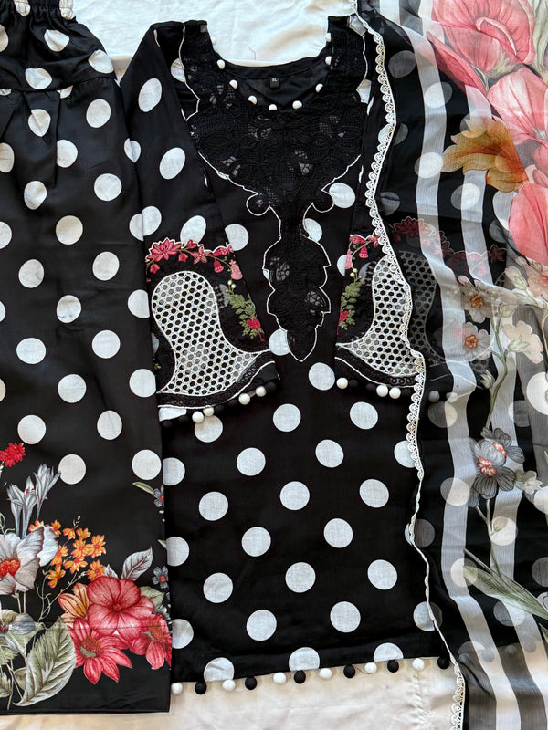 POLKA DOT PATCH FARSHI SHALWAR SUIT 2