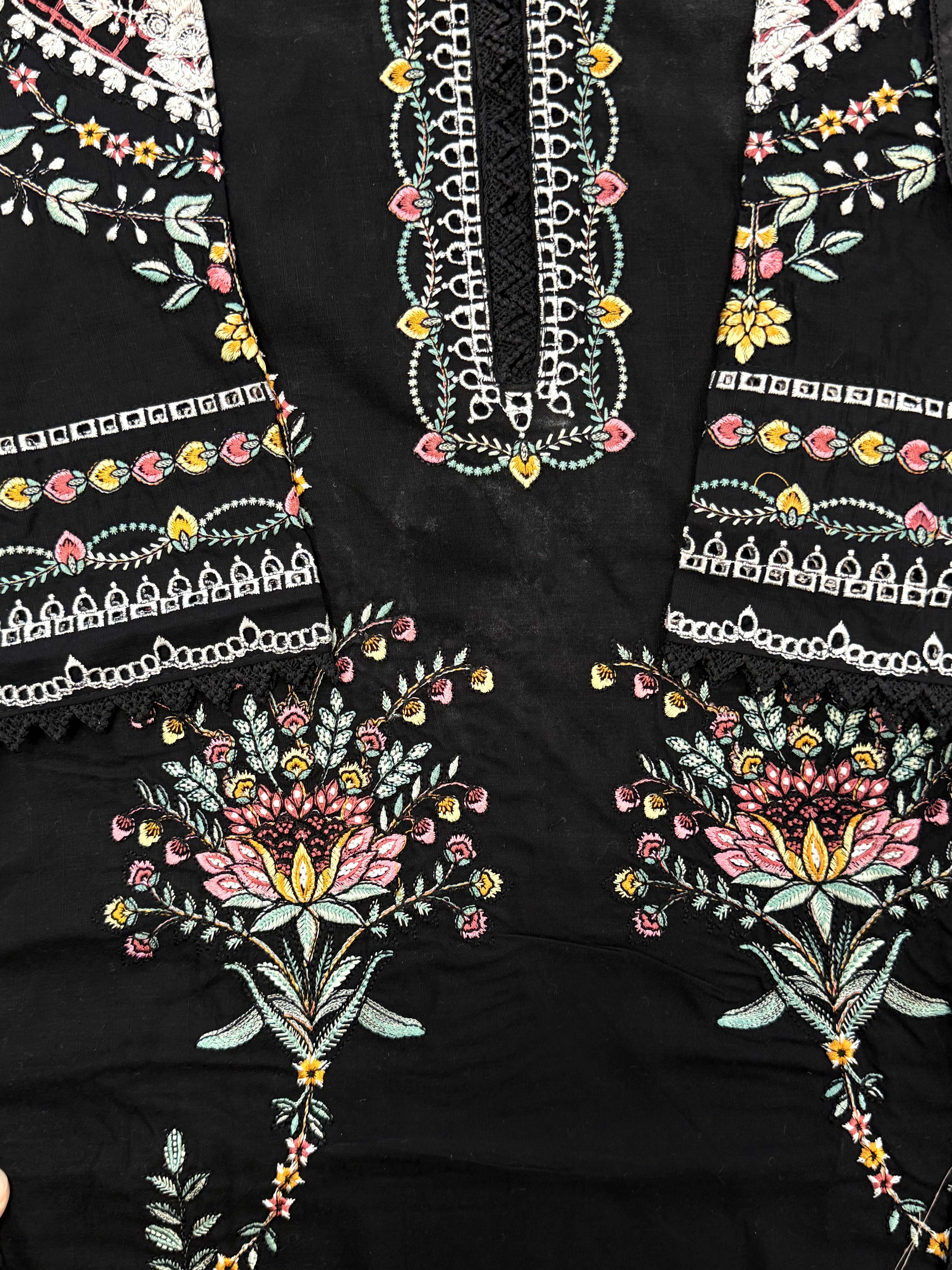 BLACK JUGNU LAWN EMBROIDERY SUIT
