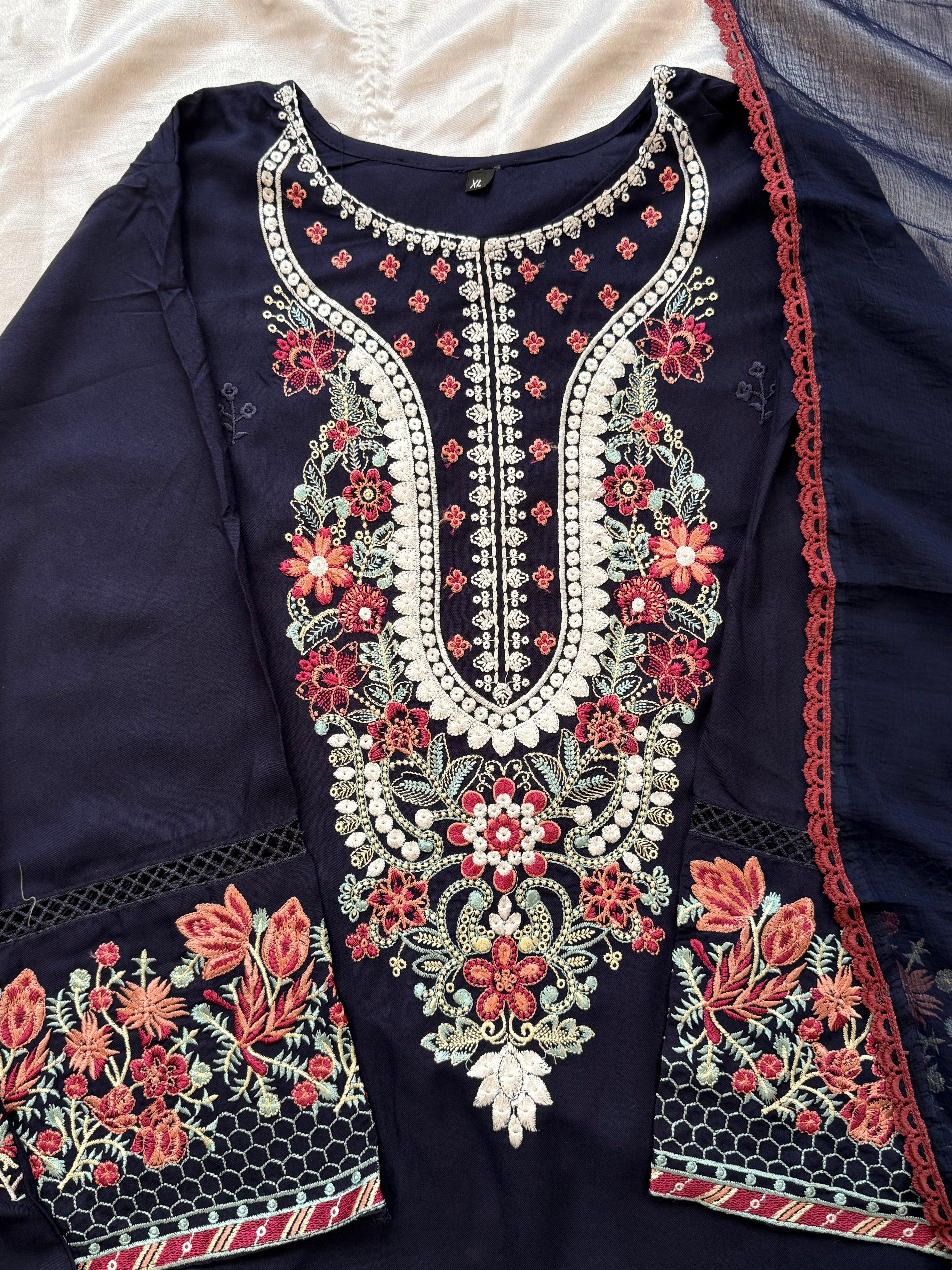 IMROZA BLUE RAYON EMBROIDERY SUIT 7 Q