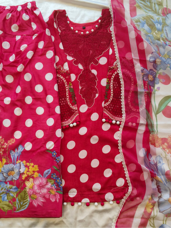 POLKA DOT PATCH FARSHI SHALWAR SUIT 5