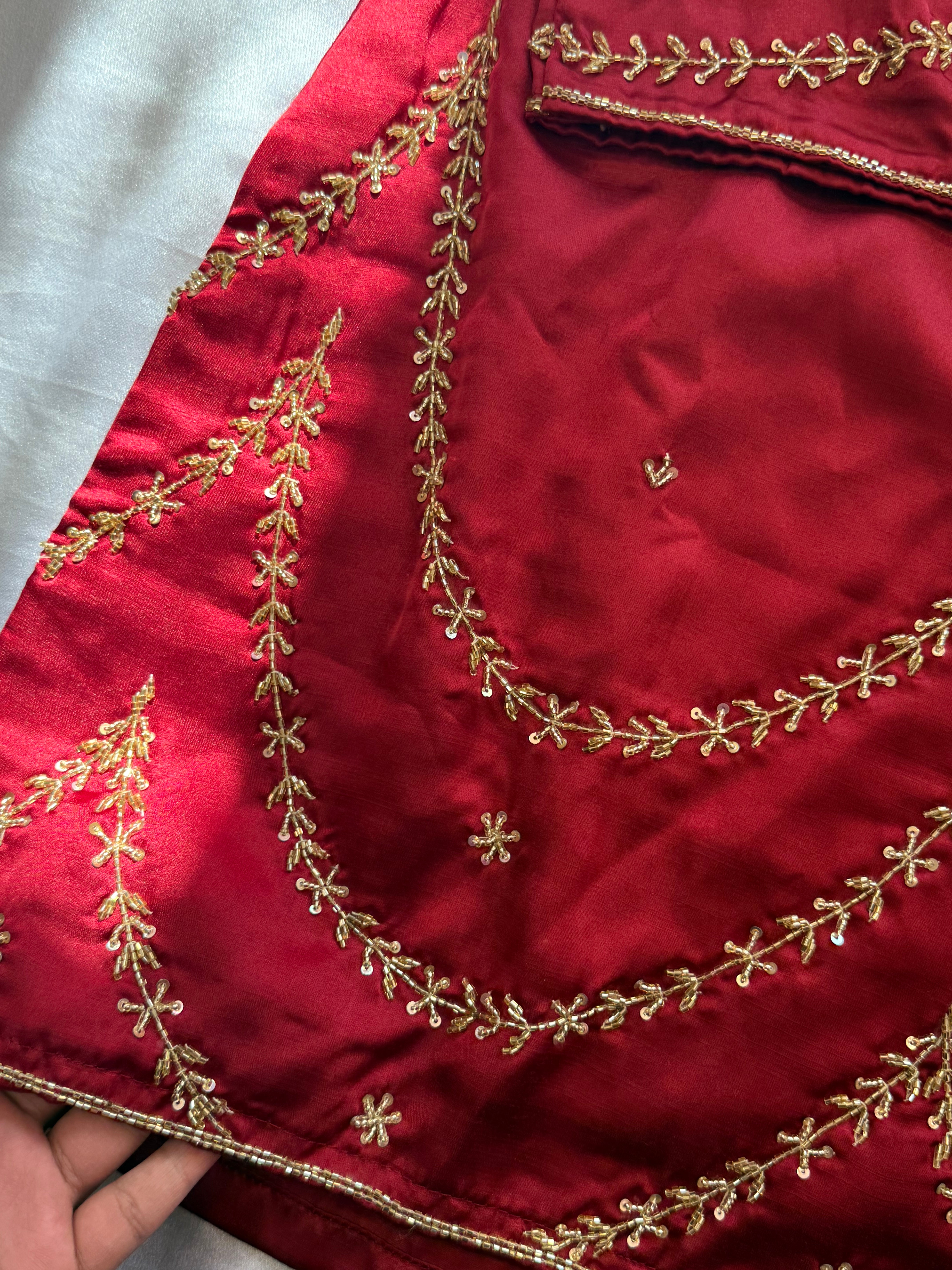 MAROON FARSHI HANDWORK SUIT