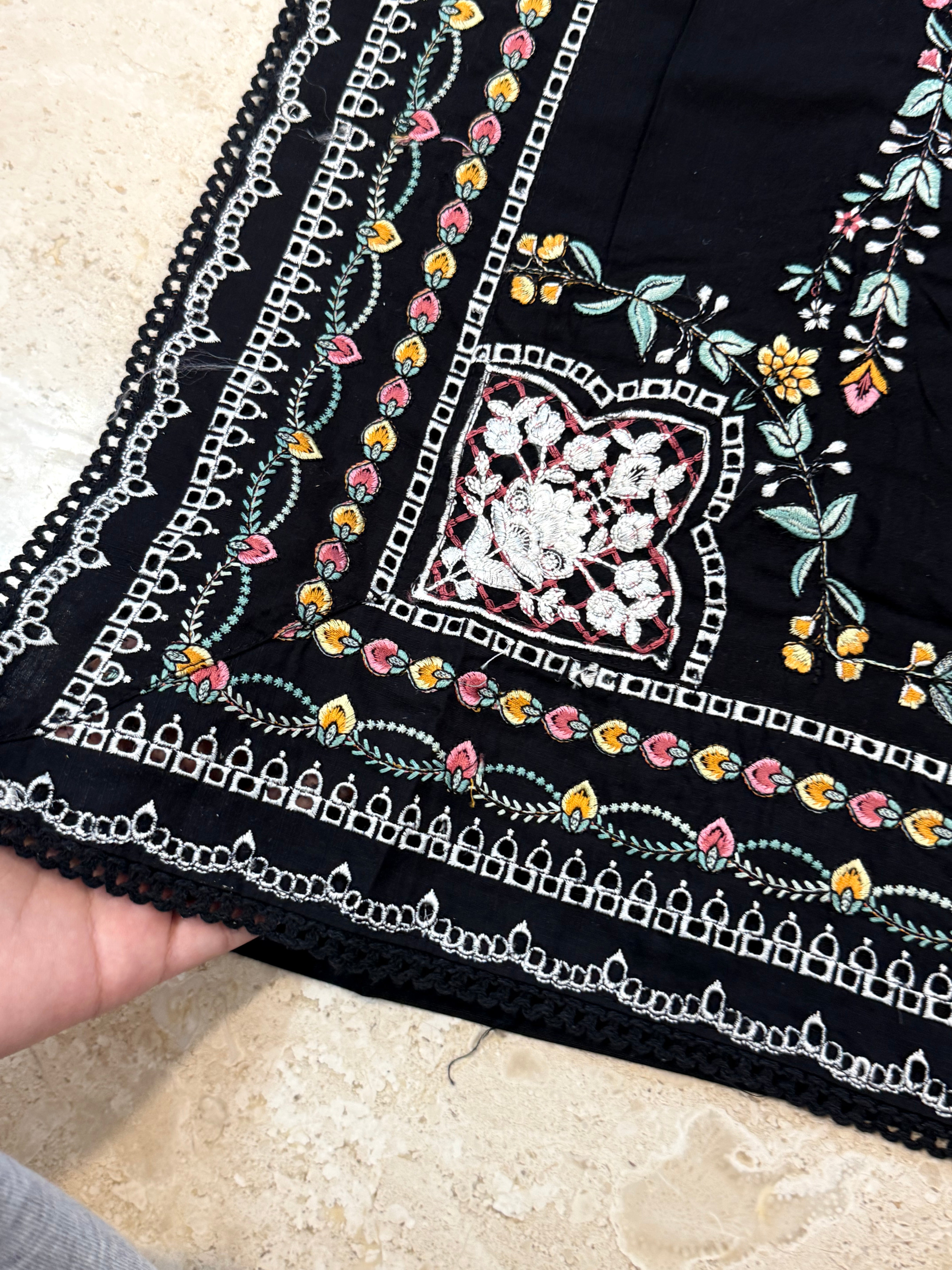 BLACK JUGNU LAWN EMBROIDERY SUIT