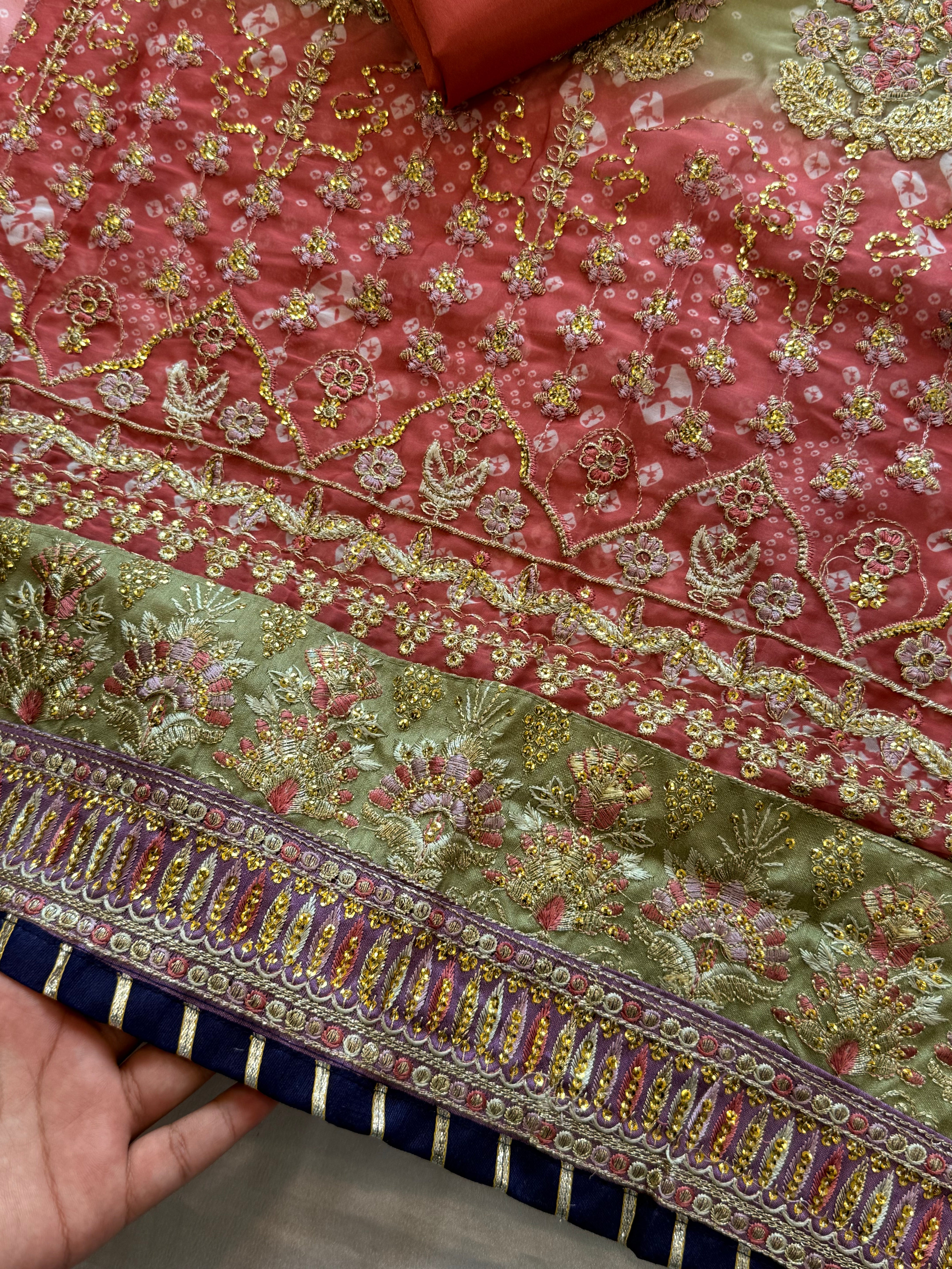 BRIDAL SHADED CHIFFON EMBROIDERED SUIT 5
