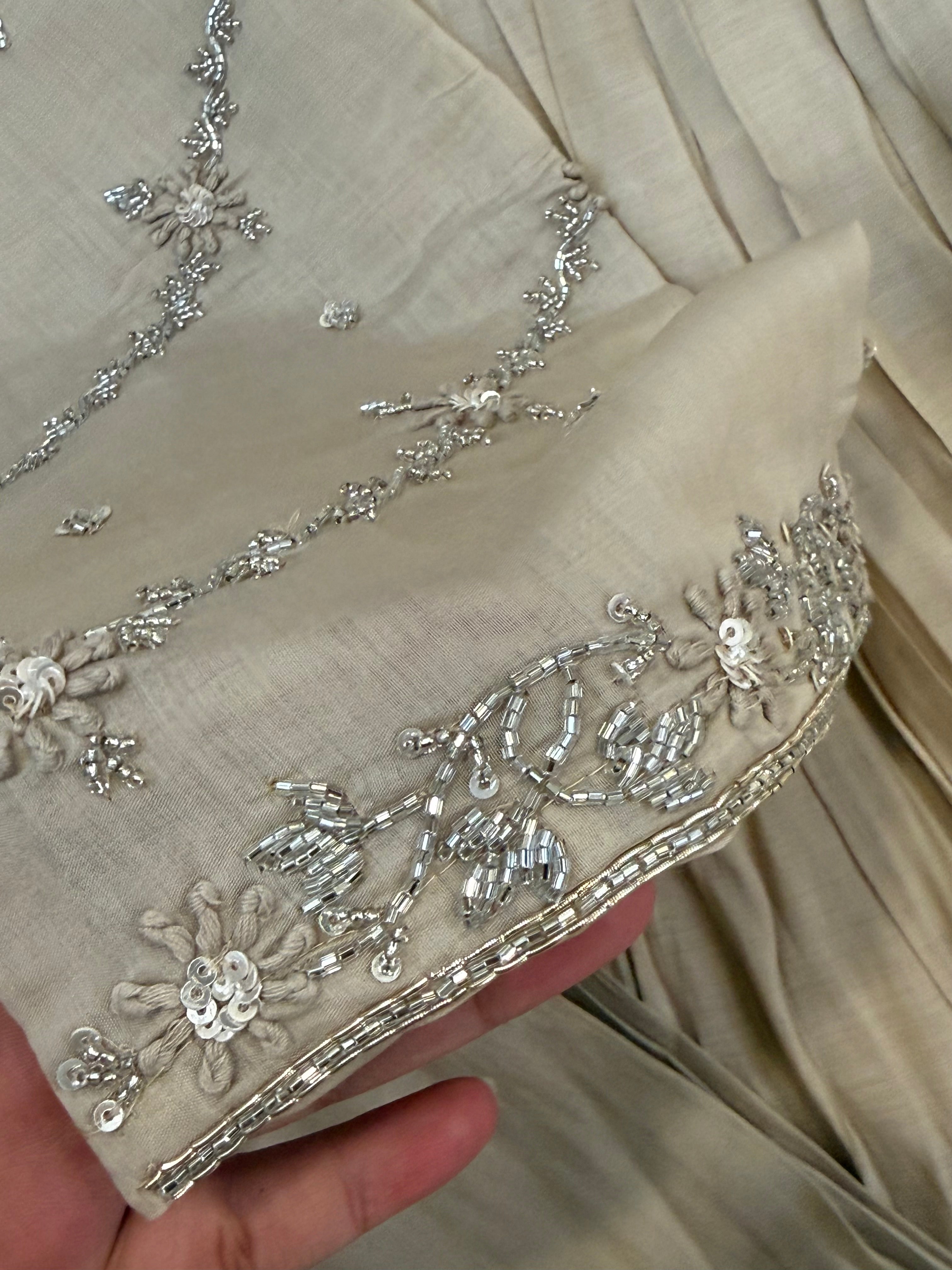 BEIG HANDWORK FROCK 7001 Q
