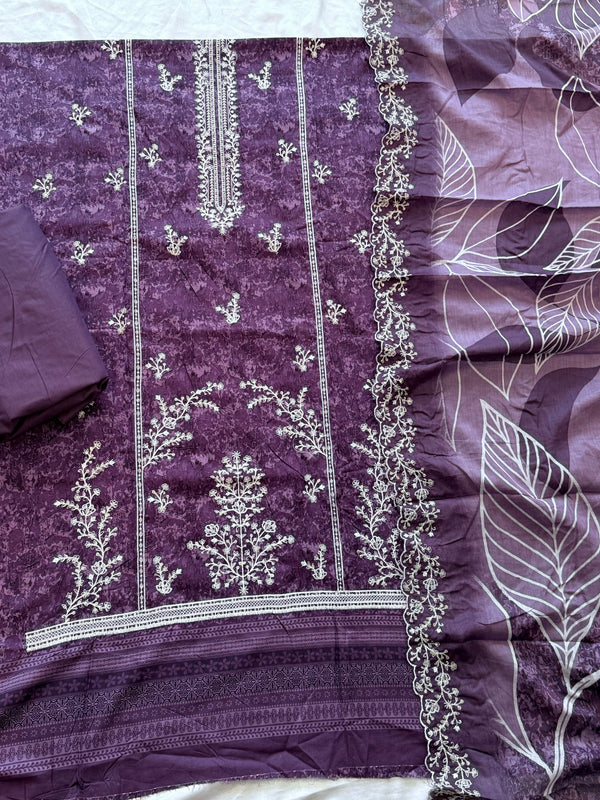 PURPLE BINSAEED EMBROIDERY SUIT 1 Q