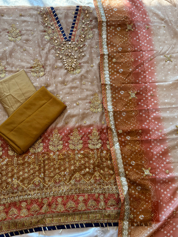 BRIDAL SHADED CHIFFON EMBROIDERED SUIT 1 Q