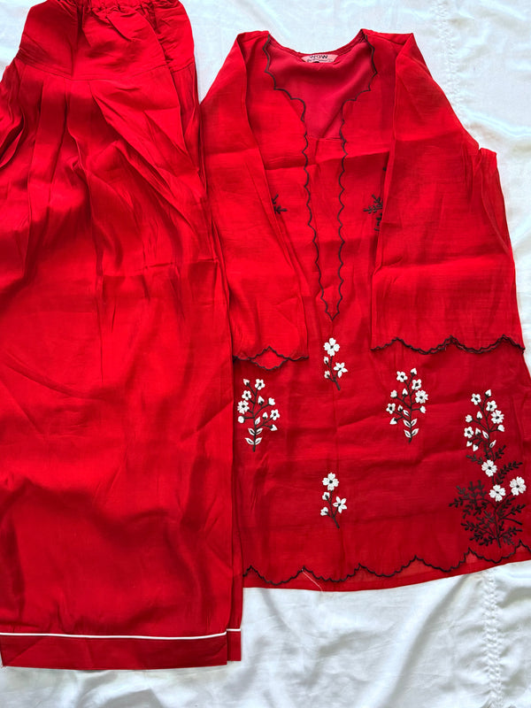 RED COTTON FARSHI SUIT Q