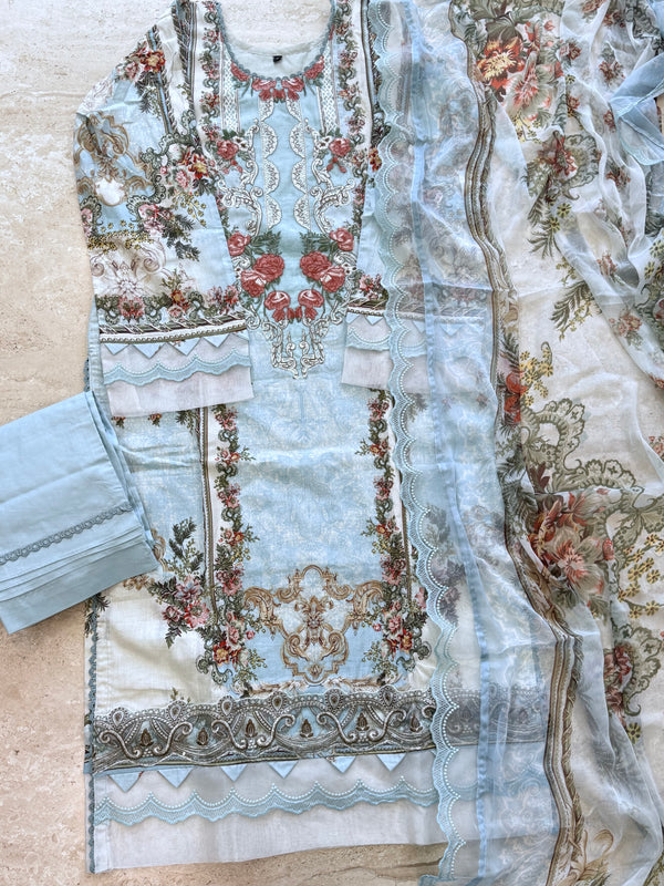 SKY BLUE PATCH READYMADE SUIT