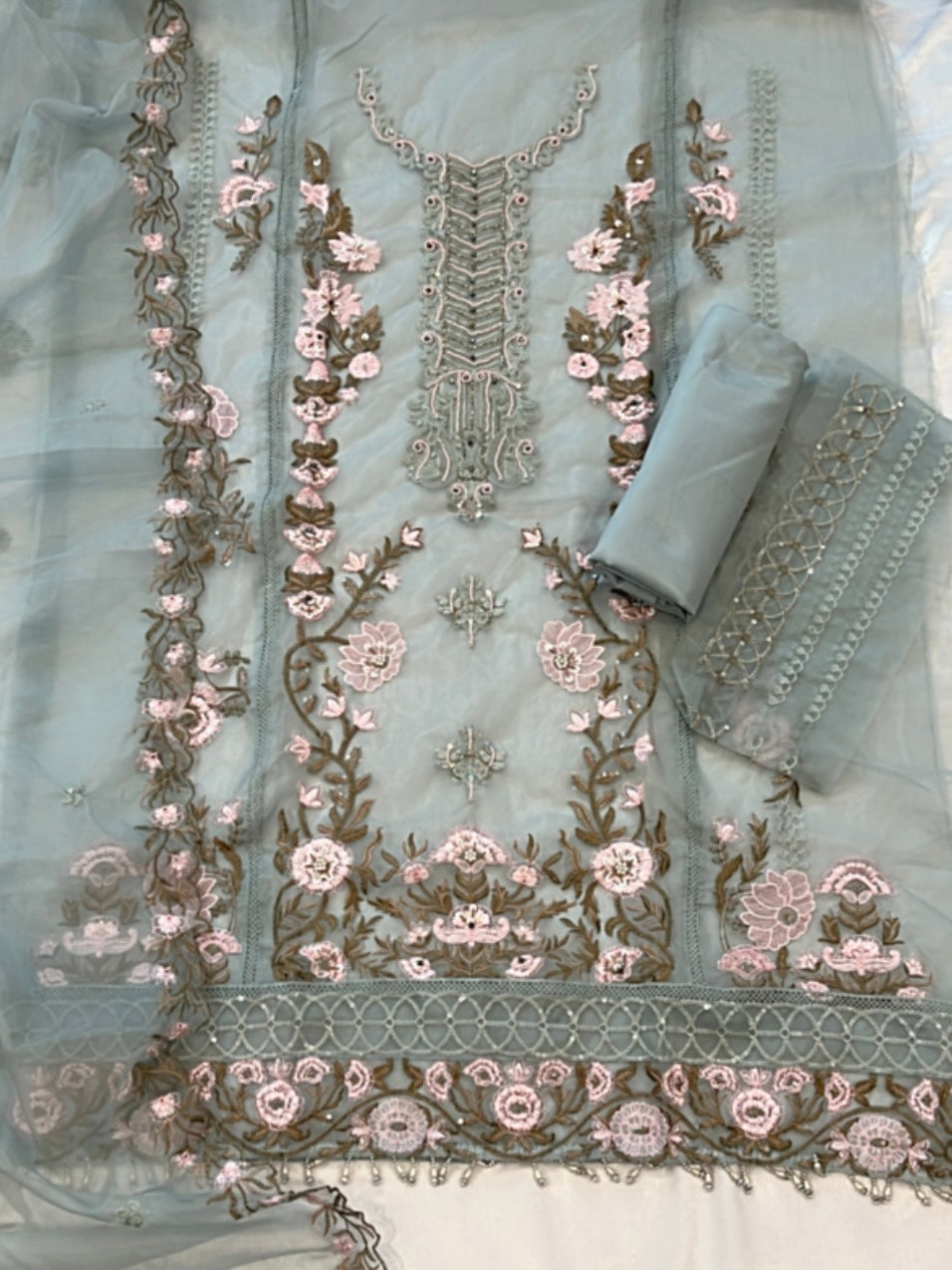 MOTIVE PASTEL BLUE ORGANZA SUIT