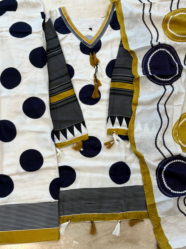 POLKA MUSLIN FARSHI SHALWAR SUIT Q