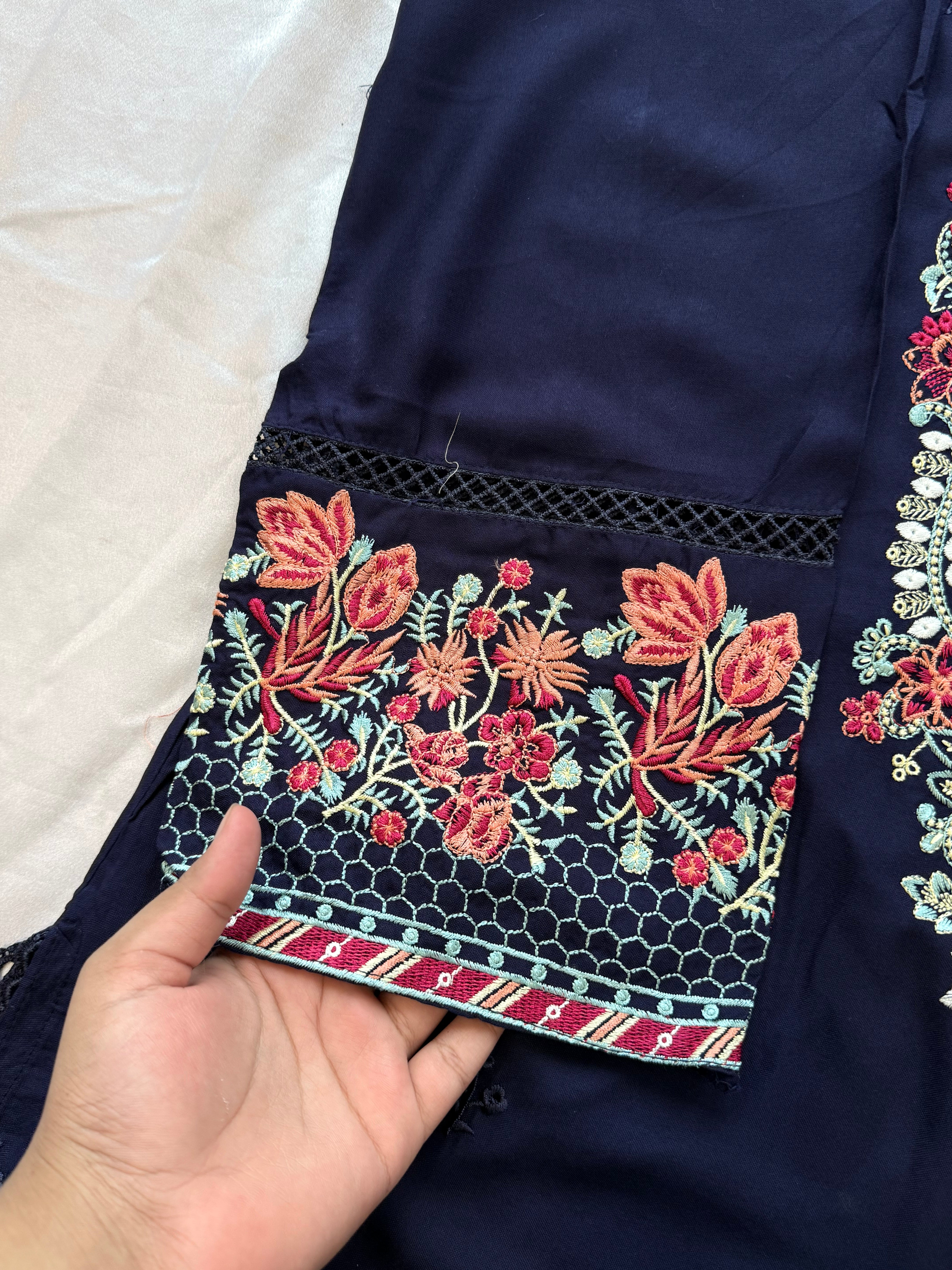 IMROZA BLUE RAYON EMBROIDERY SUIT 7 Q