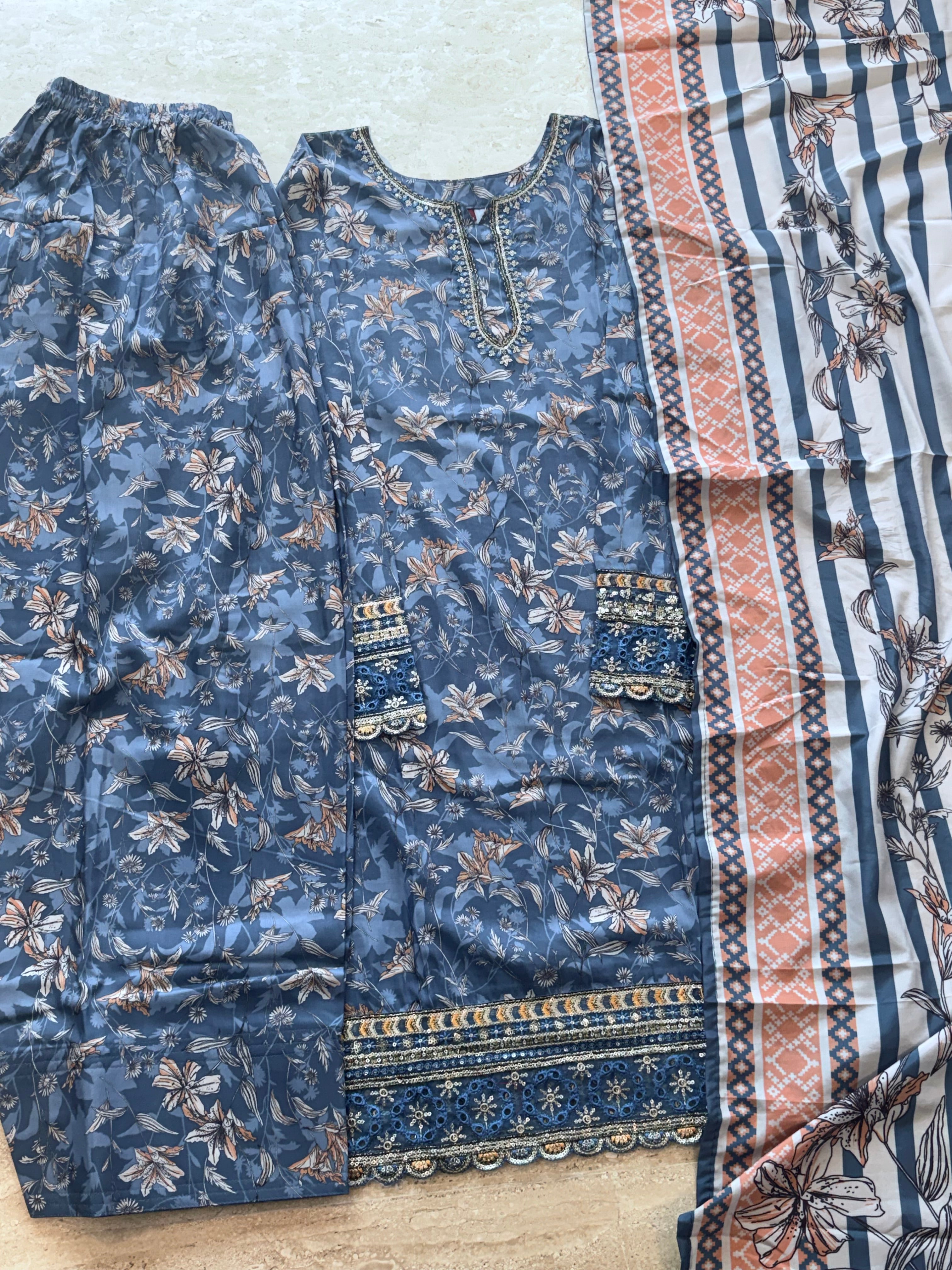 HANIA CREPE FARSHI SHALWAR SUIT  Q