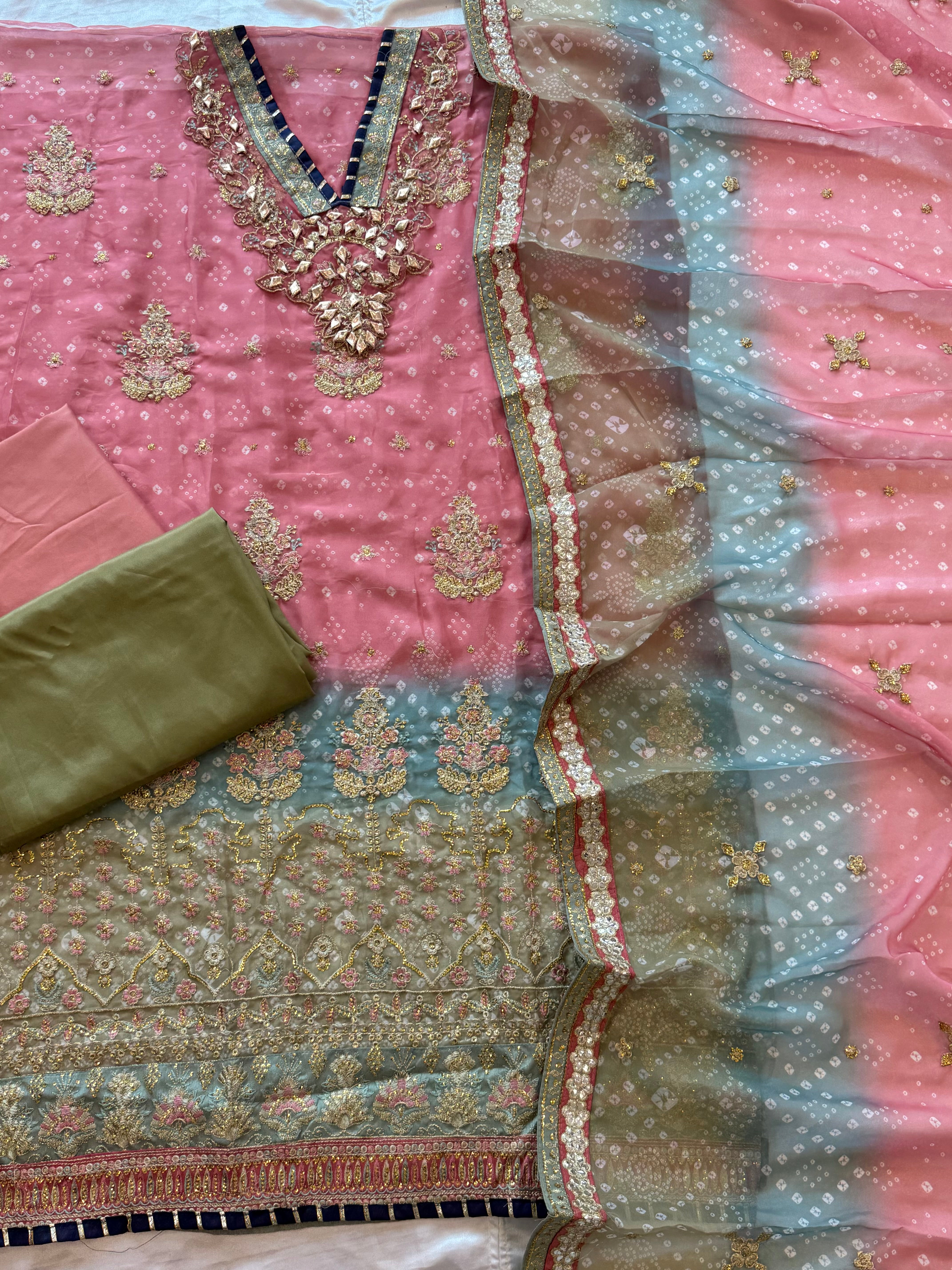 BRIDAL SHADED CHIFFON EMBROIDERED SUIT 3