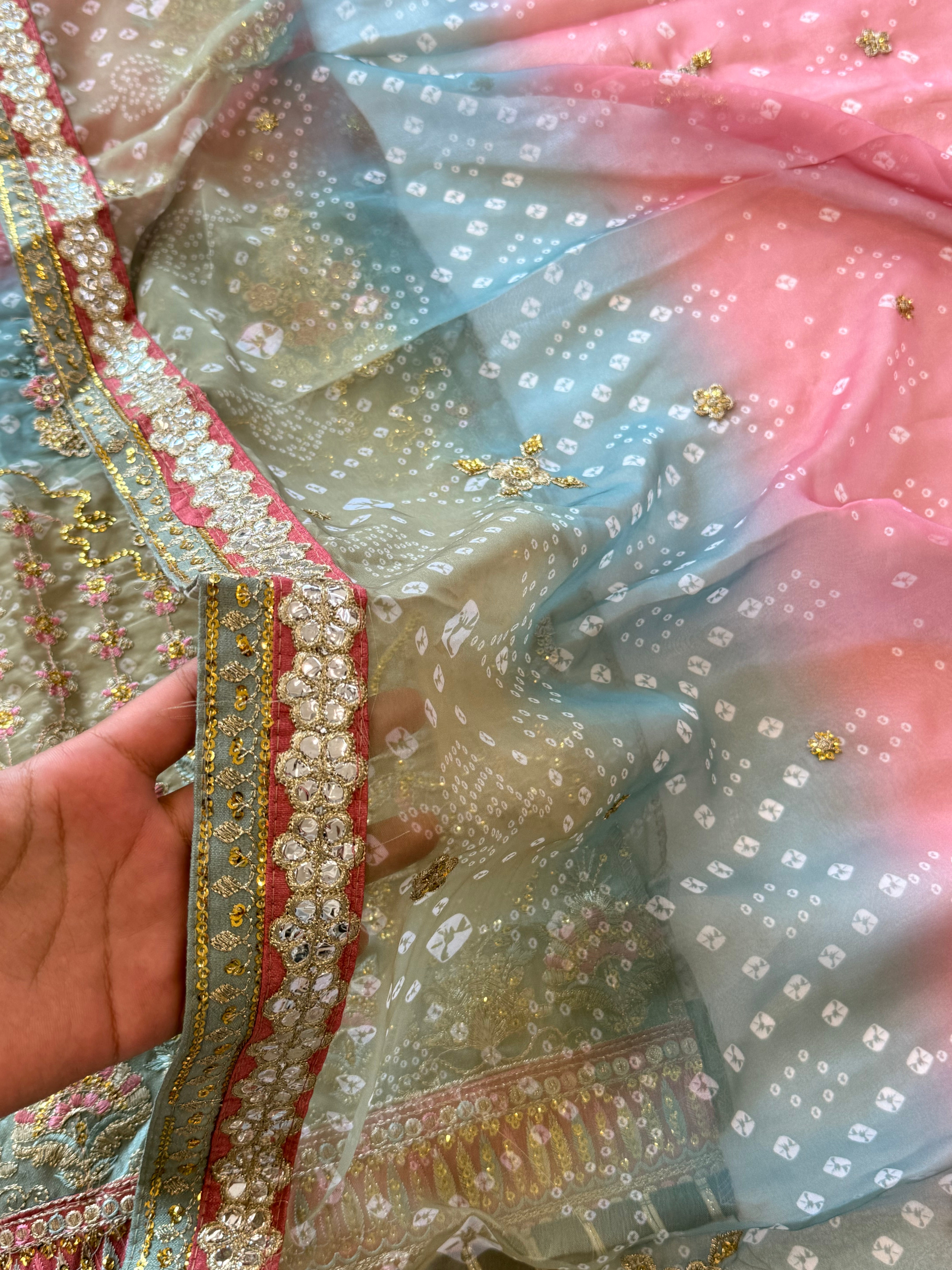 BRIDAL SHADED CHIFFON EMBROIDERED SUIT 3