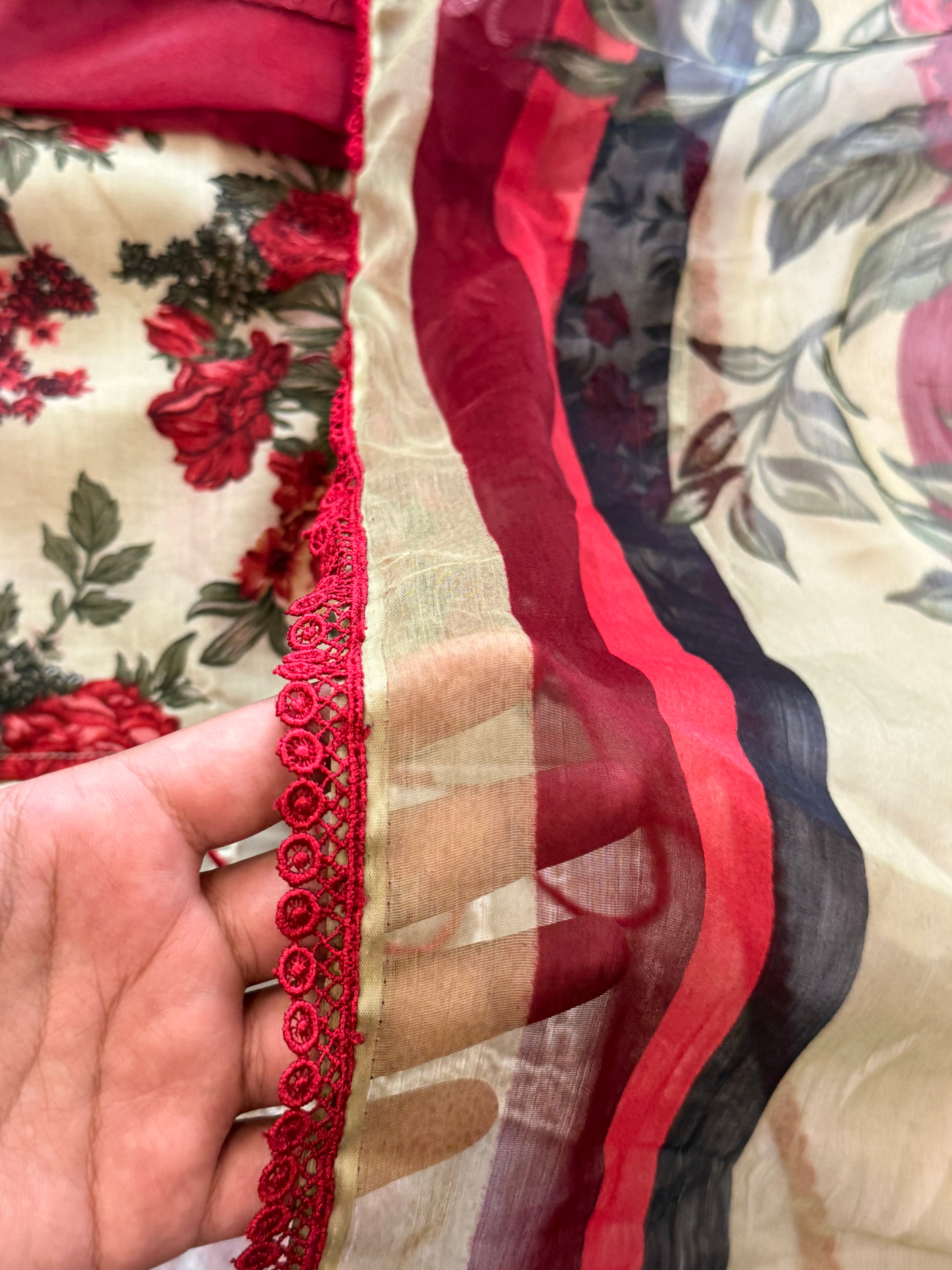 FLORAL COTTON PATCH FARSHI SHALWAR SUIT 2