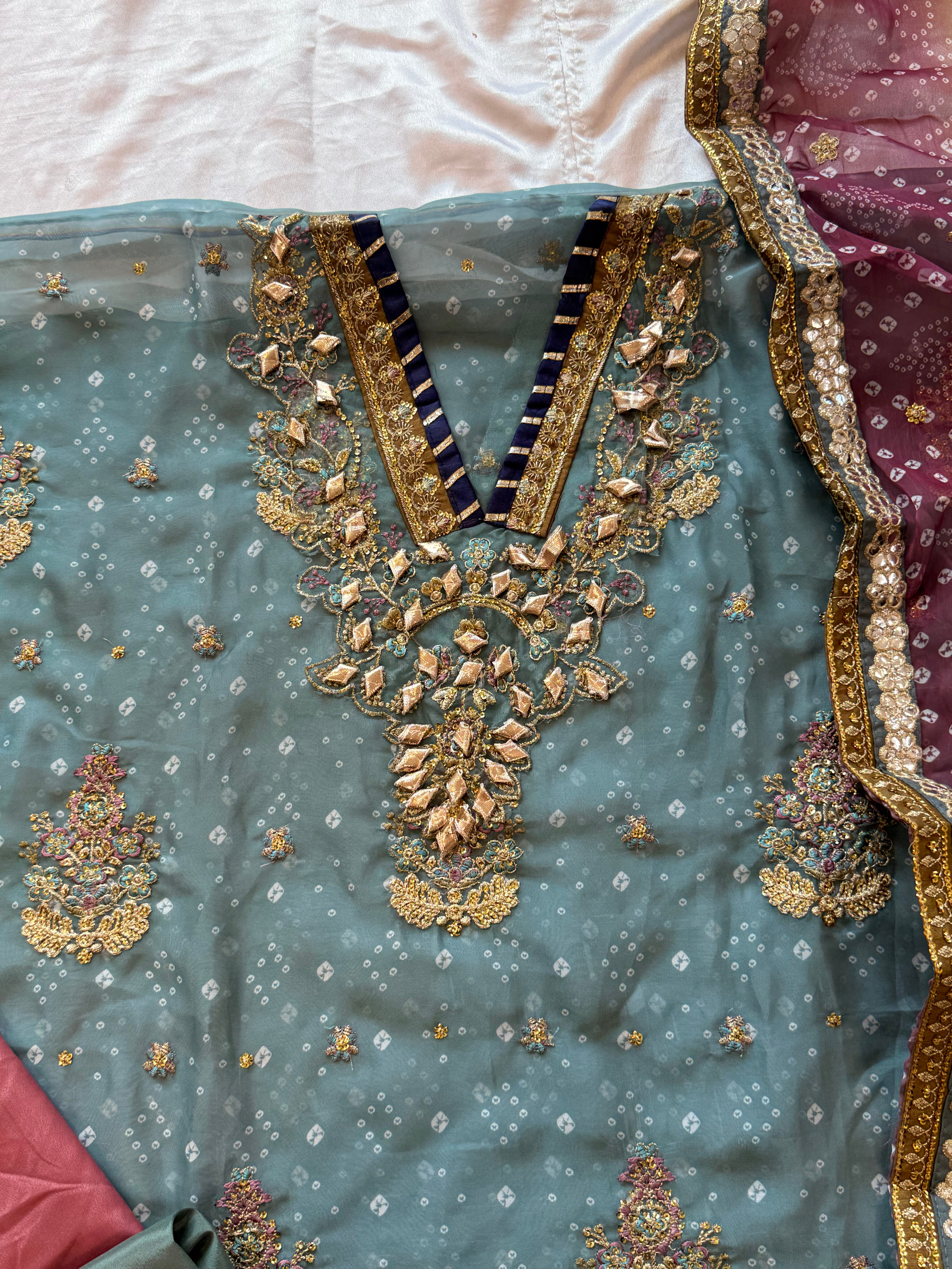 BRIDAL SHADED CHIFFON EMBROIDERED SUIT 2