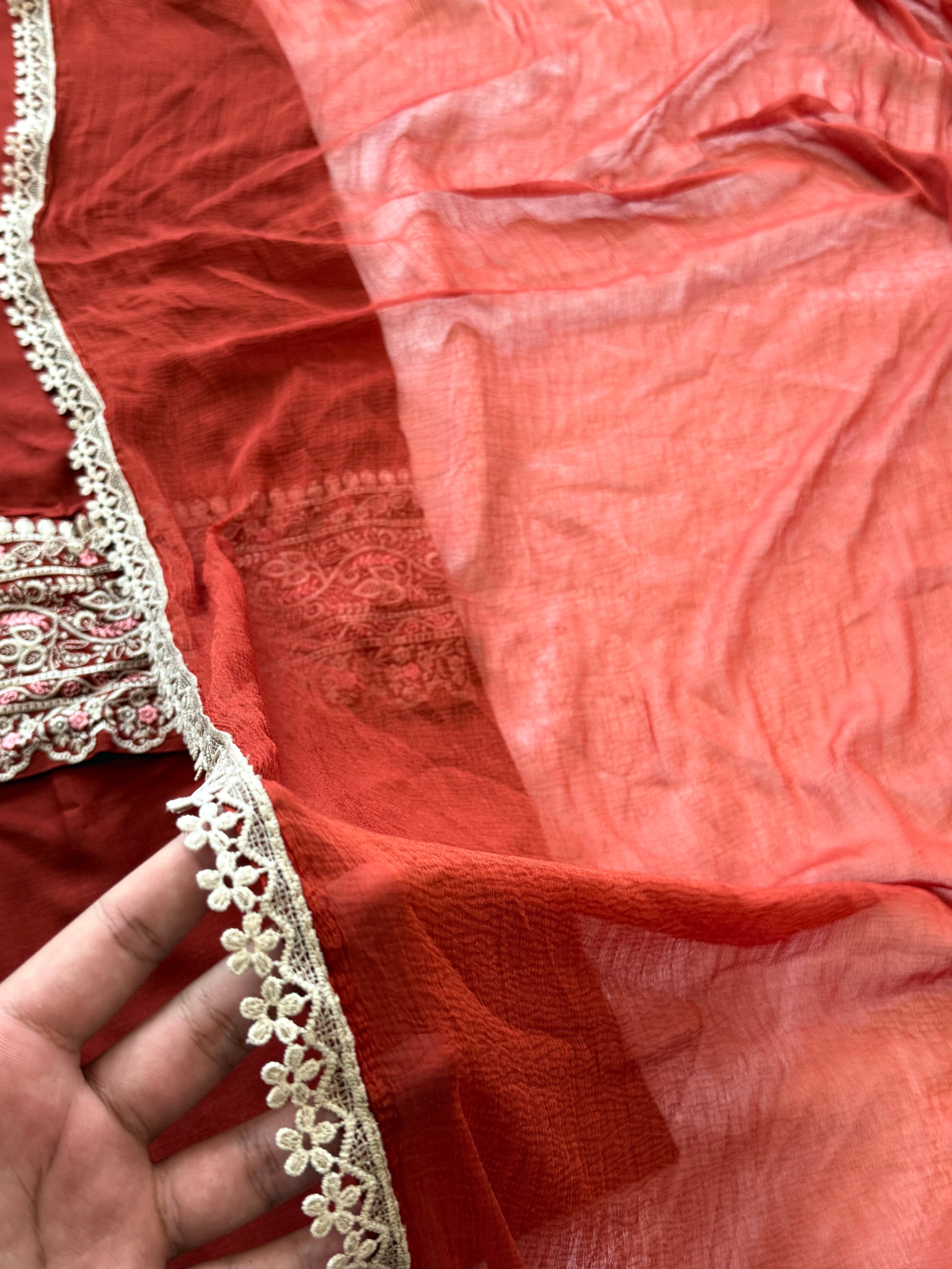 RUST LAWN FARSHI SHALWAR SET