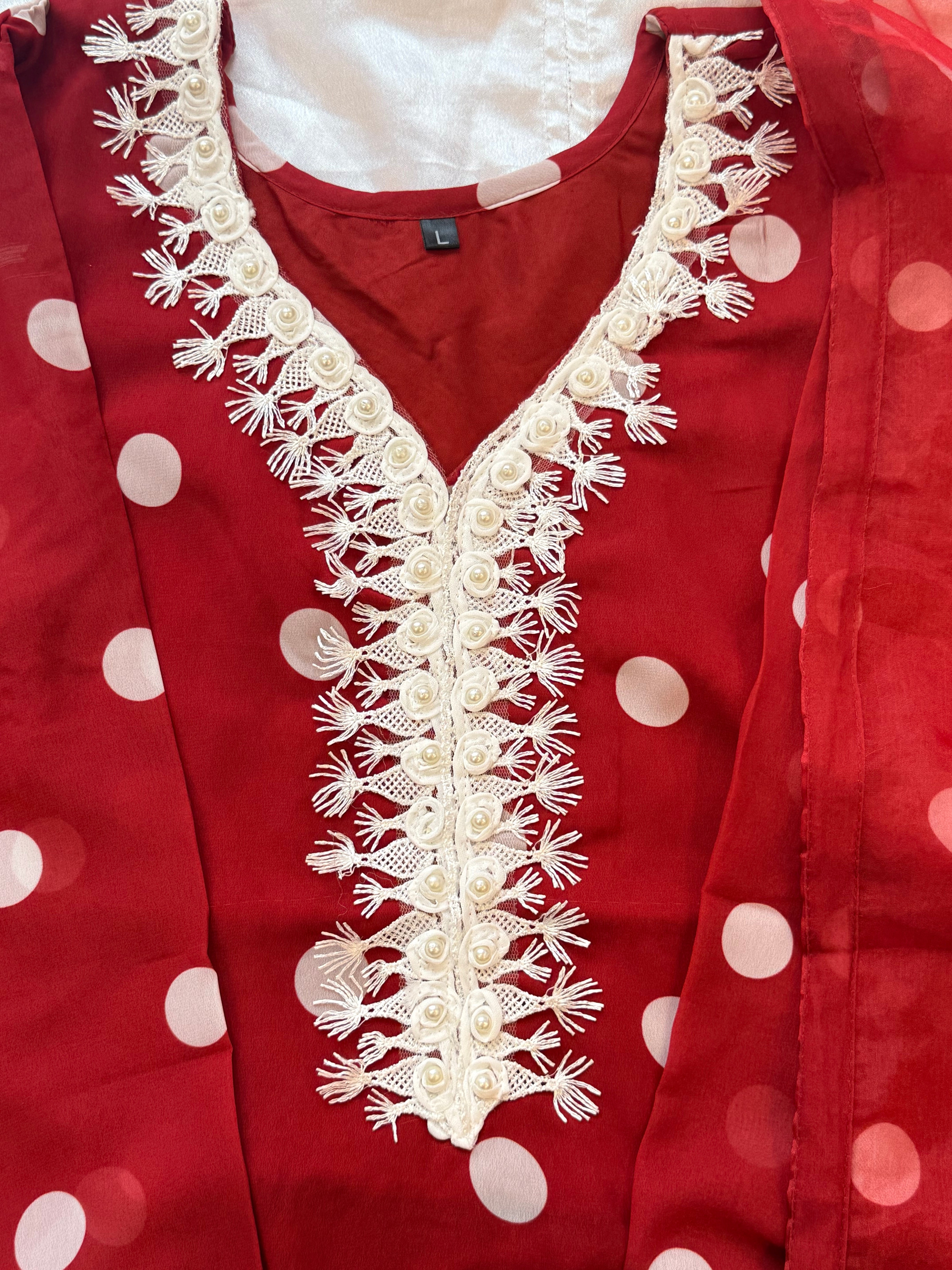 POLKA DOT GEAOGETTE FARSHI SHALWAR SUIT 2