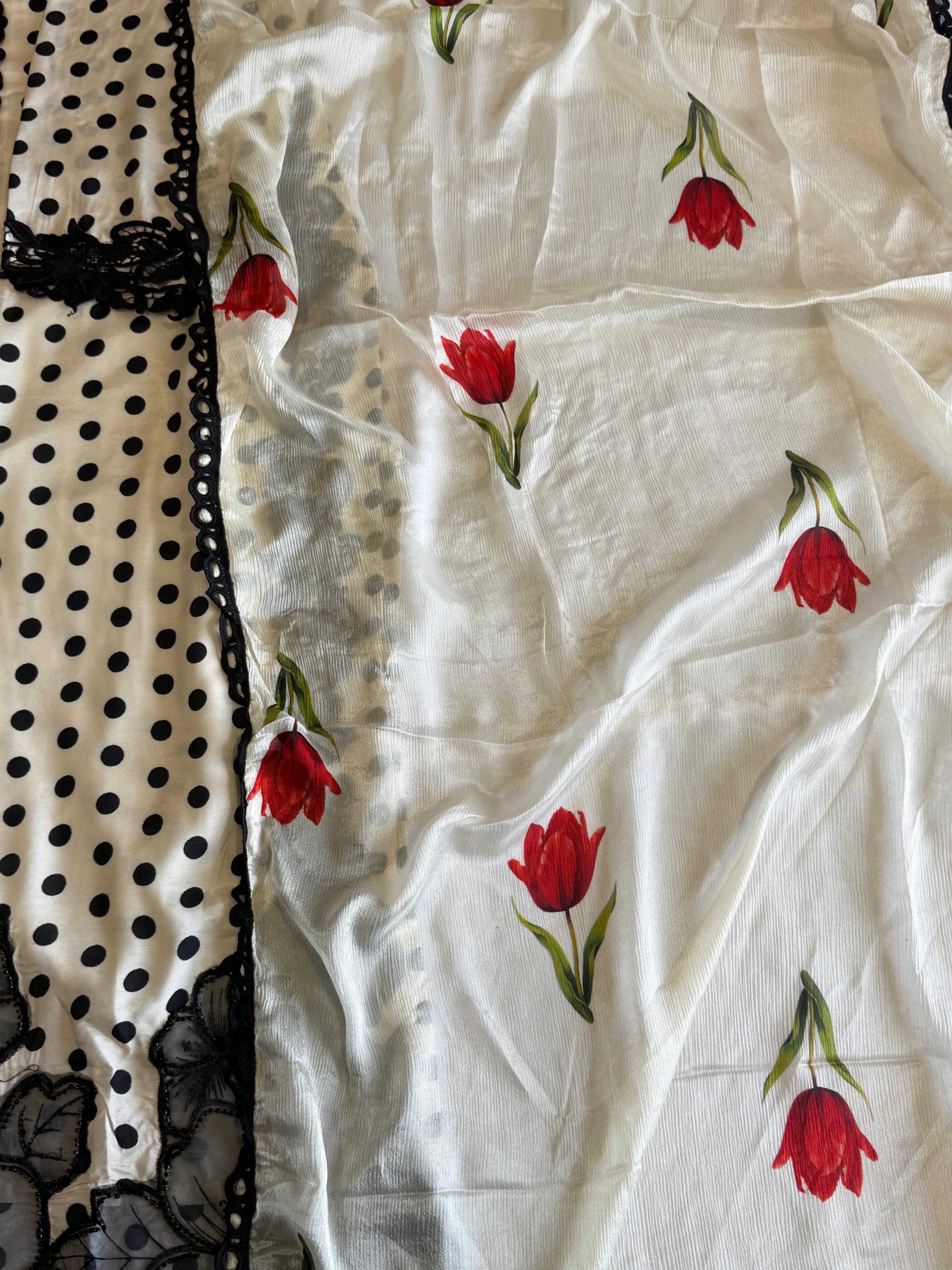 POLKA MUSLIN LONG KAFTAN SUIT Q