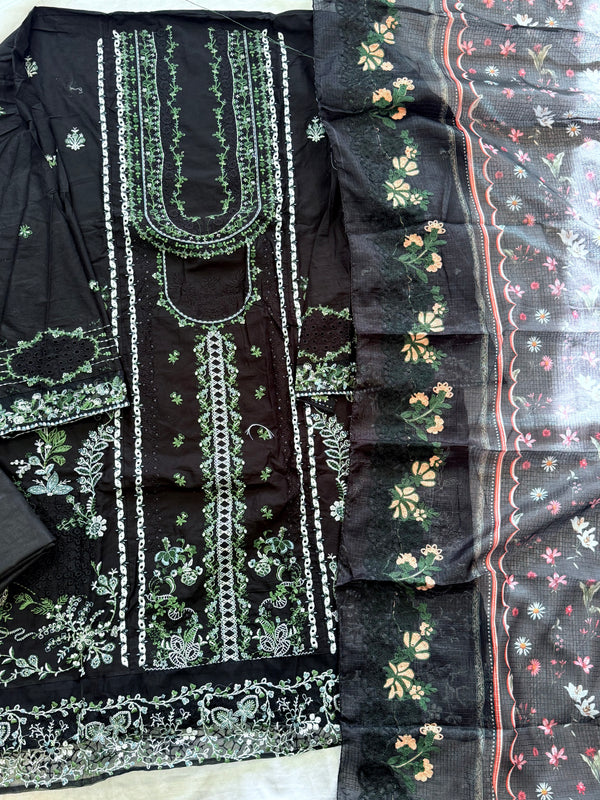 ELAF BLACK COTTON  EMBROIDERY SUIT 5 Q